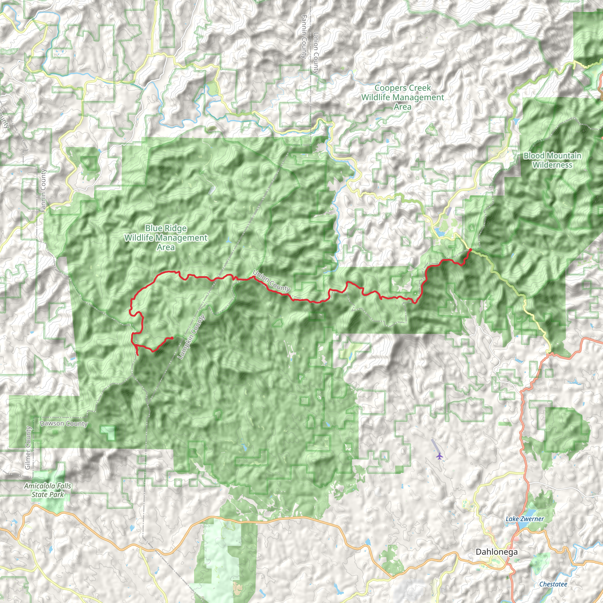 Ramrock Mountain to Springer Mountain via Appalachian Trail mobile static map