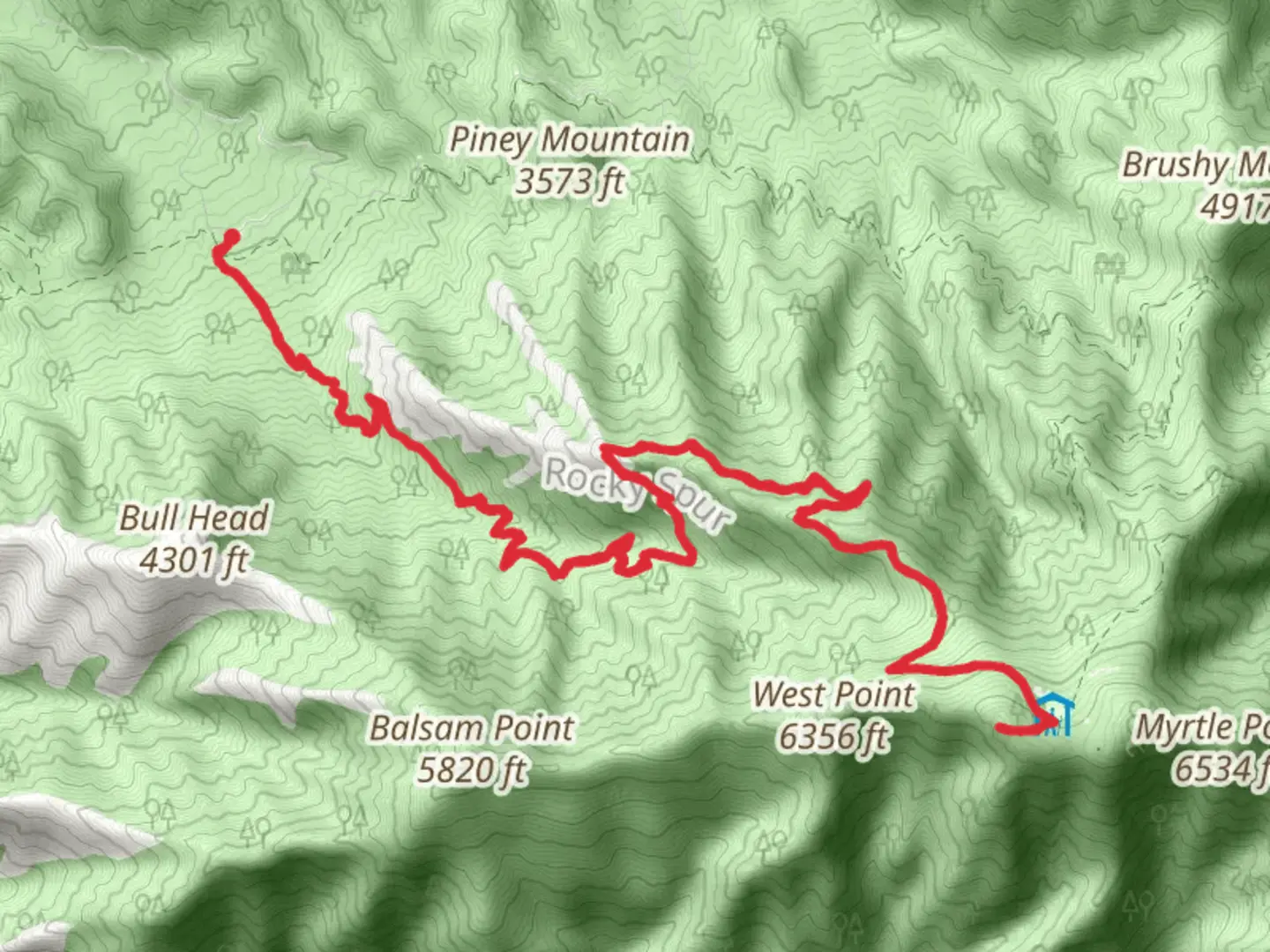 An image depicting the trail Cliff Top via Rainbow Falls Trail and its surrounding area.