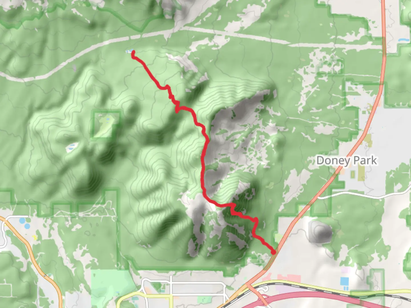 An image depicting the trail Schultz Tank via Elden Lookout Trail and its surrounding area.