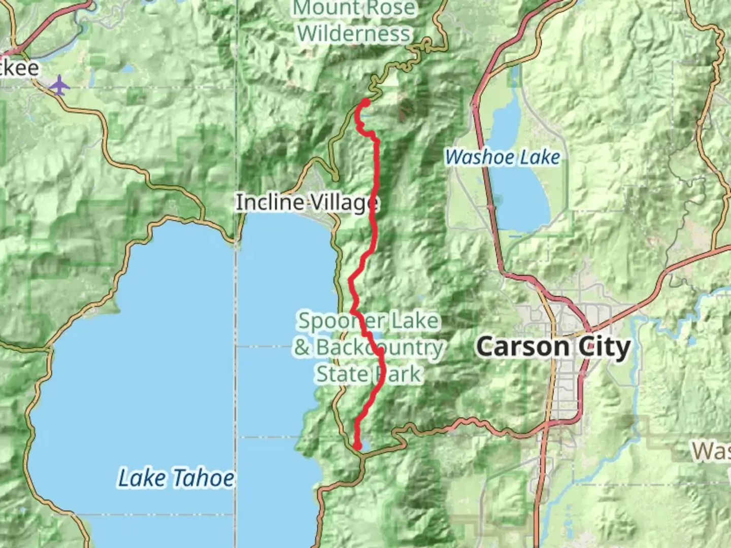 An image depicting the trail Marlette Flume Trail and its surrounding area.