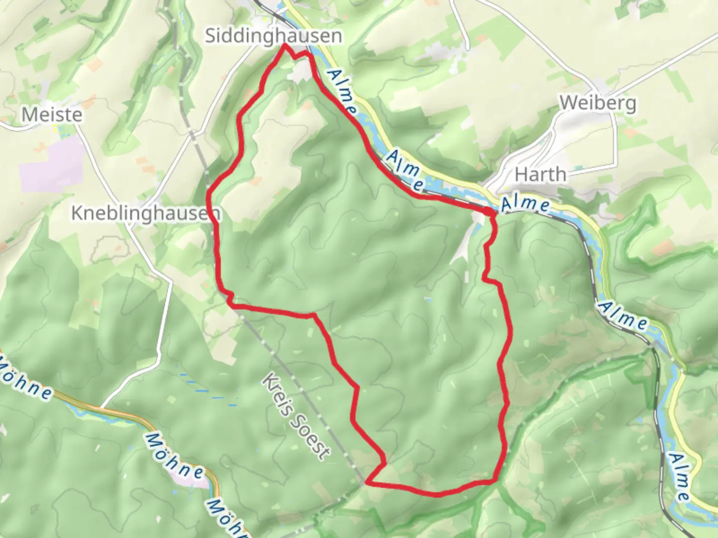 An image depicting the trail Ringelsteiner Wald Loop and its surrounding area.