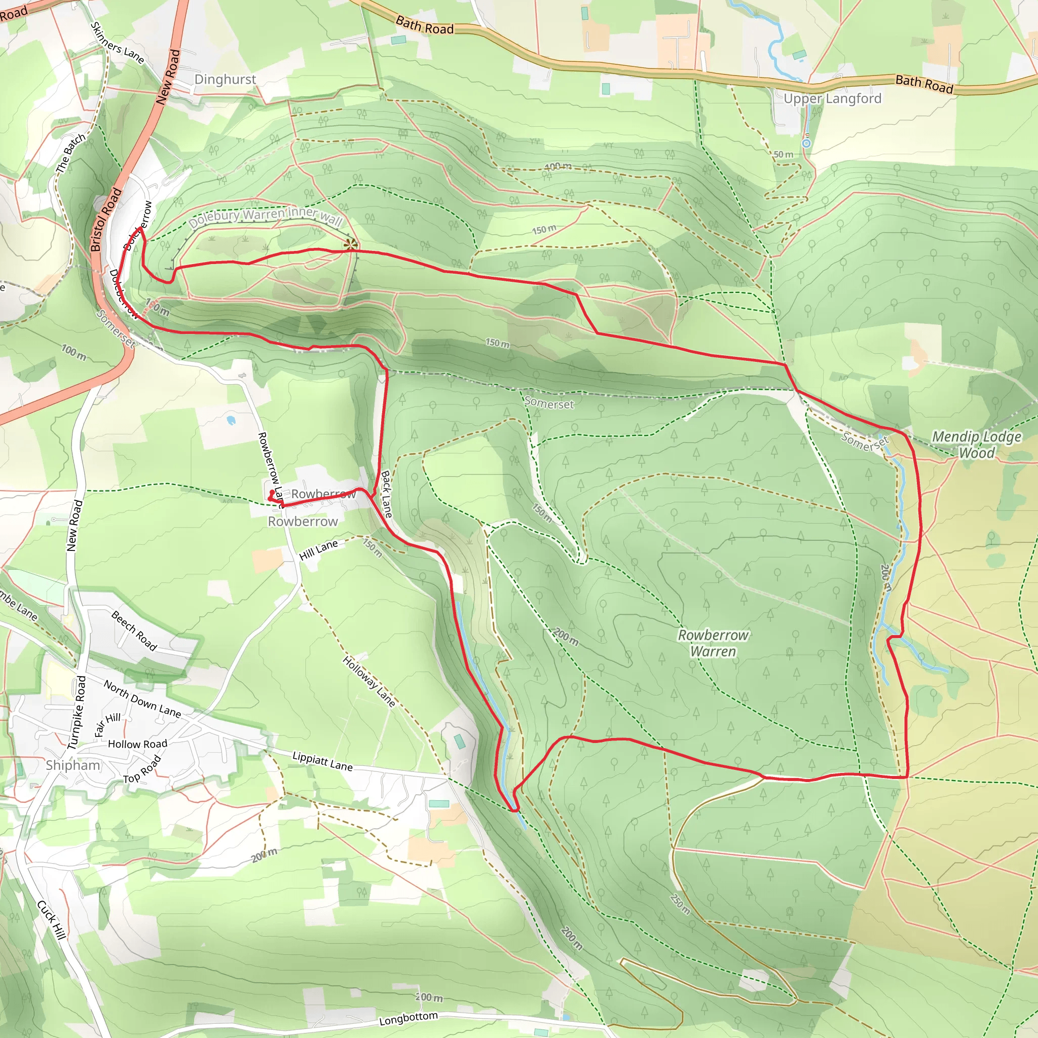 Dolebury Hill Fort and Rowberrow Warren Wood Loop mobile static map