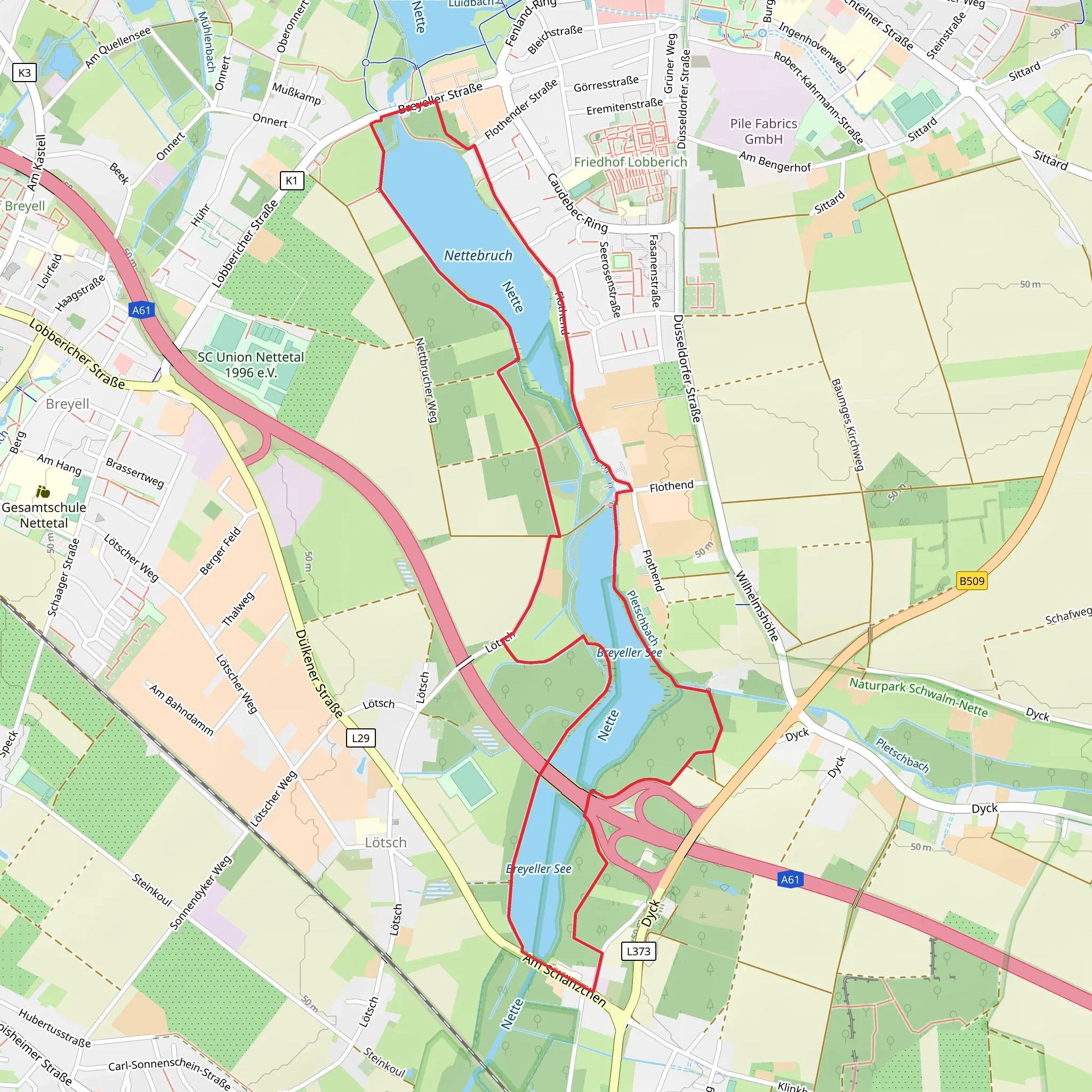 Netterbruchsee and Breyllersee Runde mobile static map