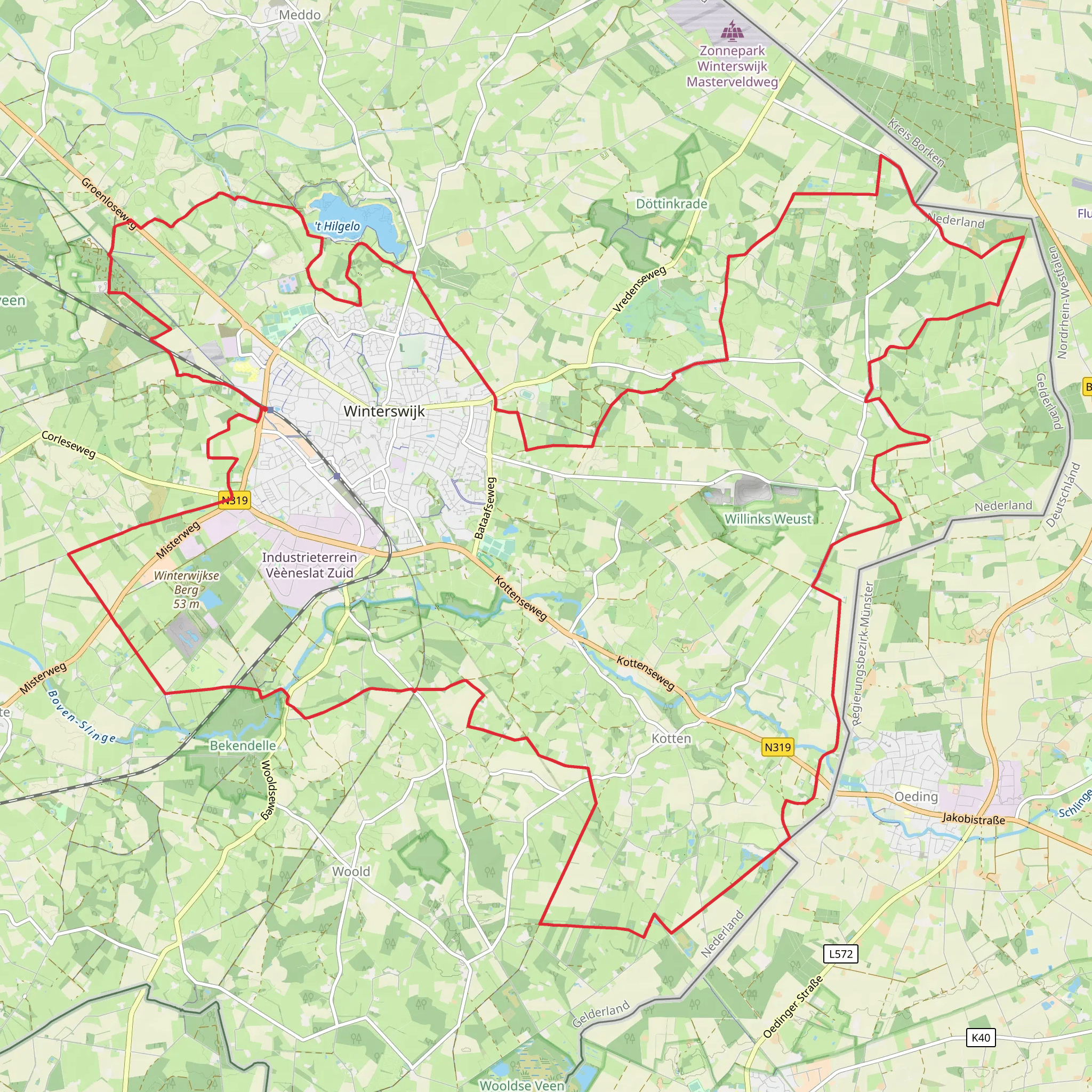 Rommelgebergte, t Hilgelo, De Dennenschoppe and Bekendelle Loop mobile static map