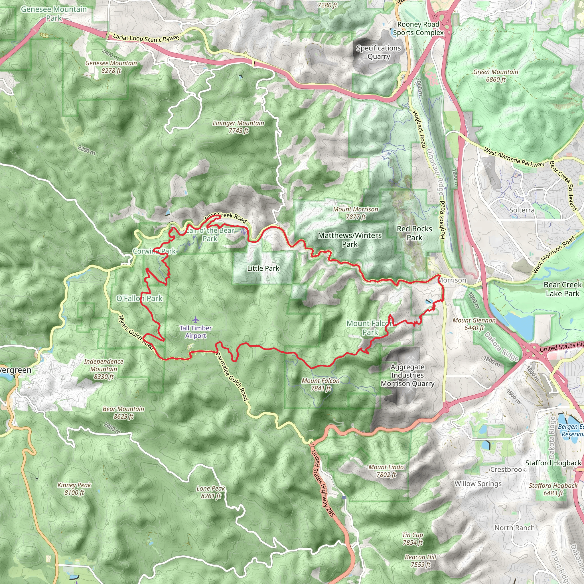 Castle and Bear Creek Loop Trail mobile static map