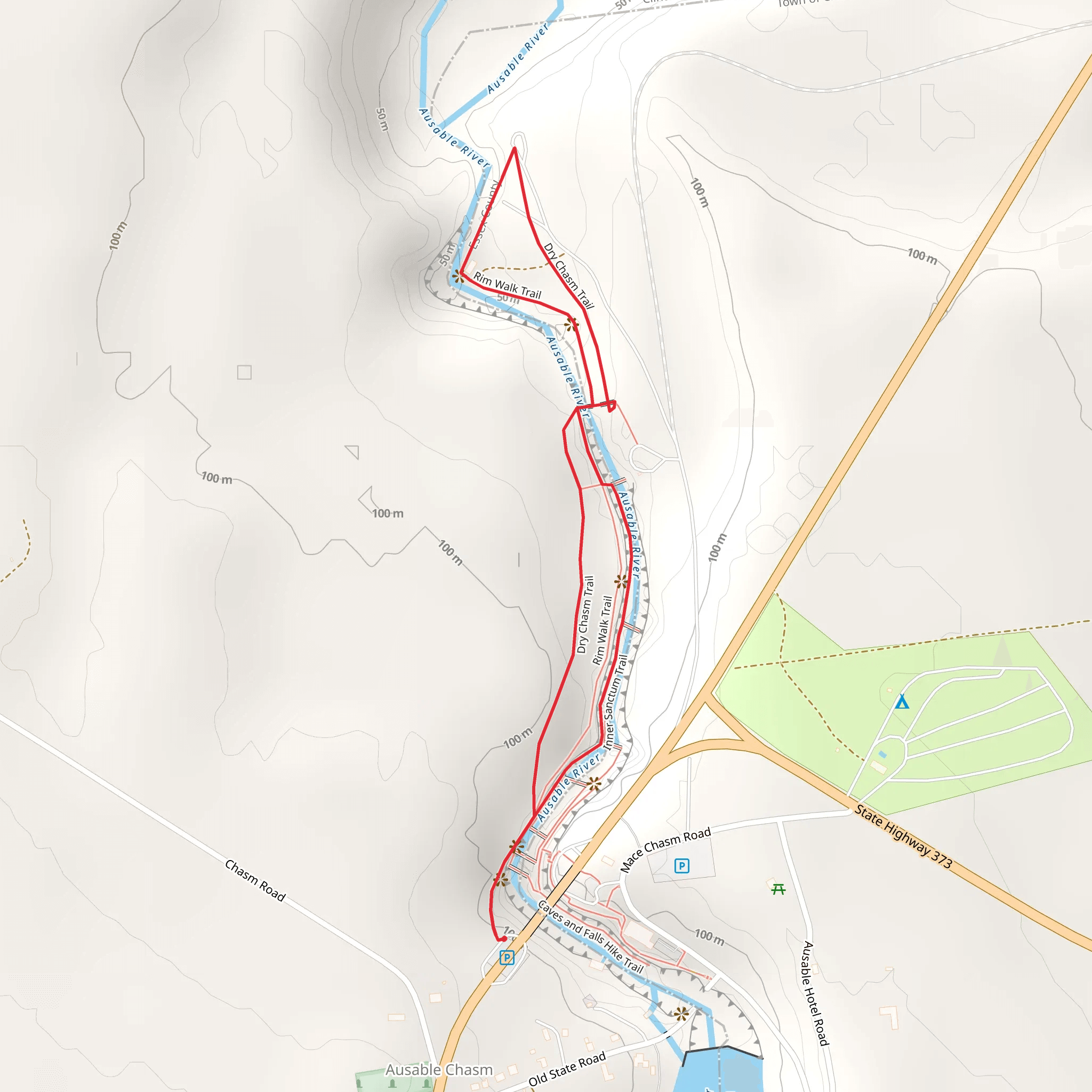 Rim Walk Trail and Dry Chasm Trail Loop mobile static map