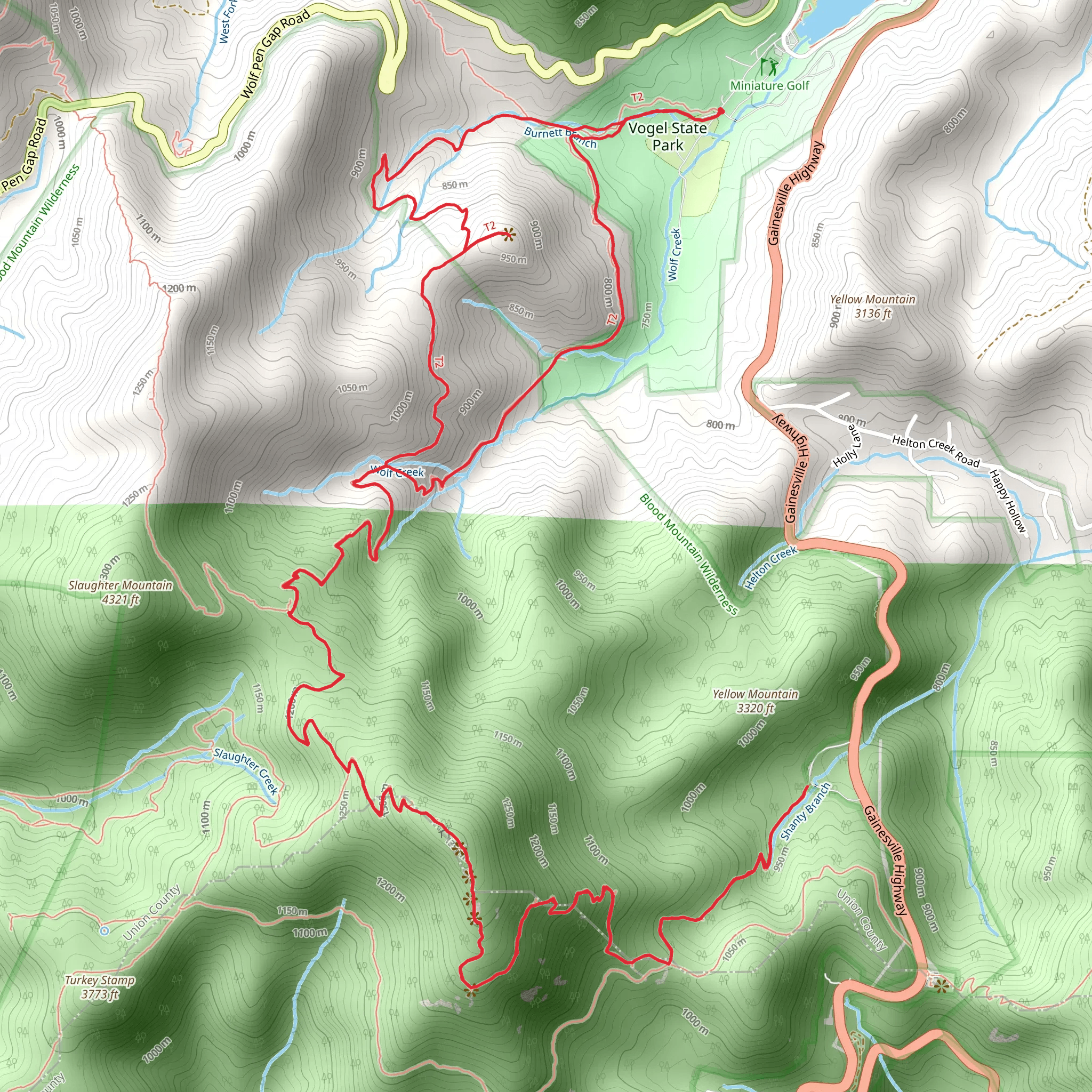 Bear Hair Gap Trail and Coosa Backcountry Loop Trail mobile static map