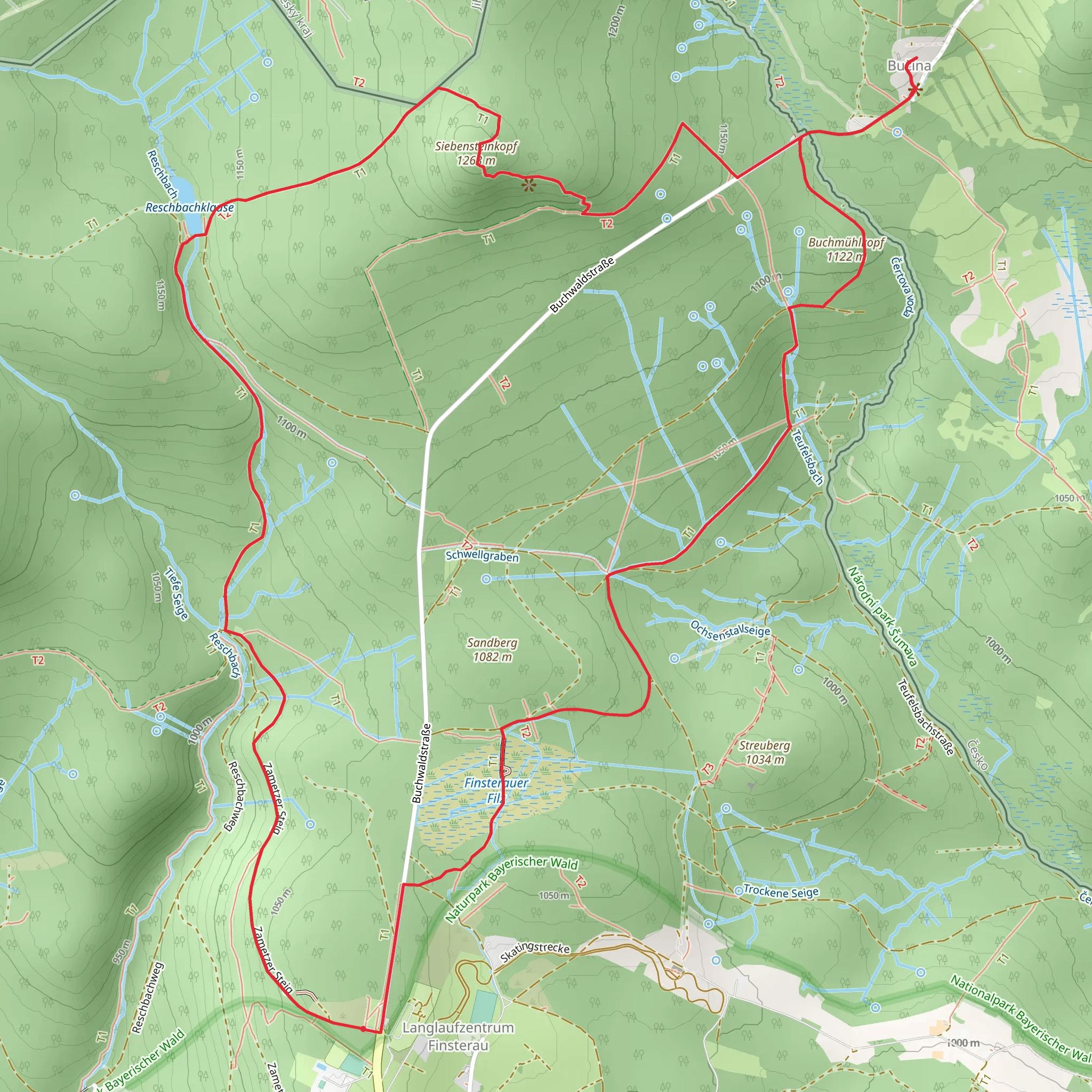 Siebensteinkopf and Replika Železné opony - Bučina Loop mobile static map