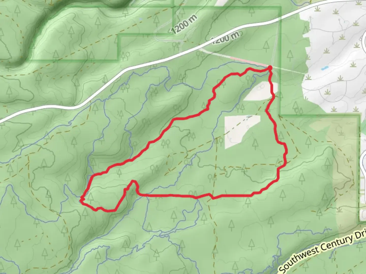 An image depicting the trail Kent's Trail and KGB Loop and its surrounding area.