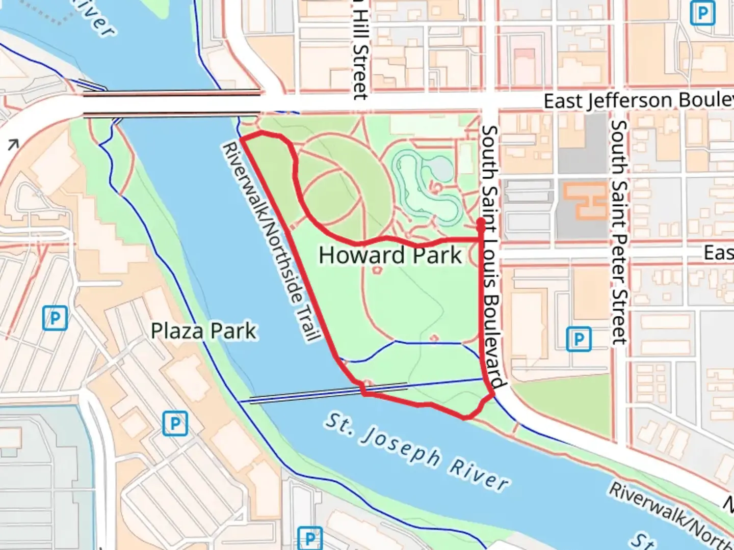 An image depicting the trail Howard Park South Loop and its surrounding area.