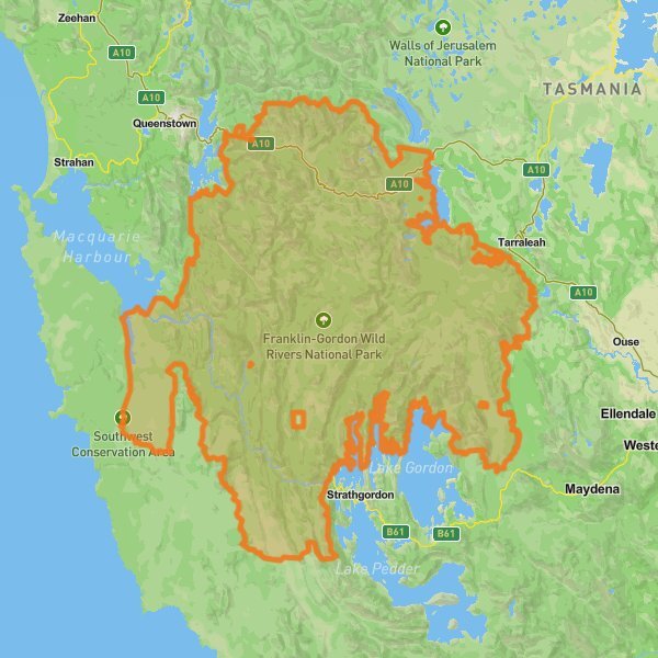 Franklin-Gordon Wild Rivers National Park mobile static map