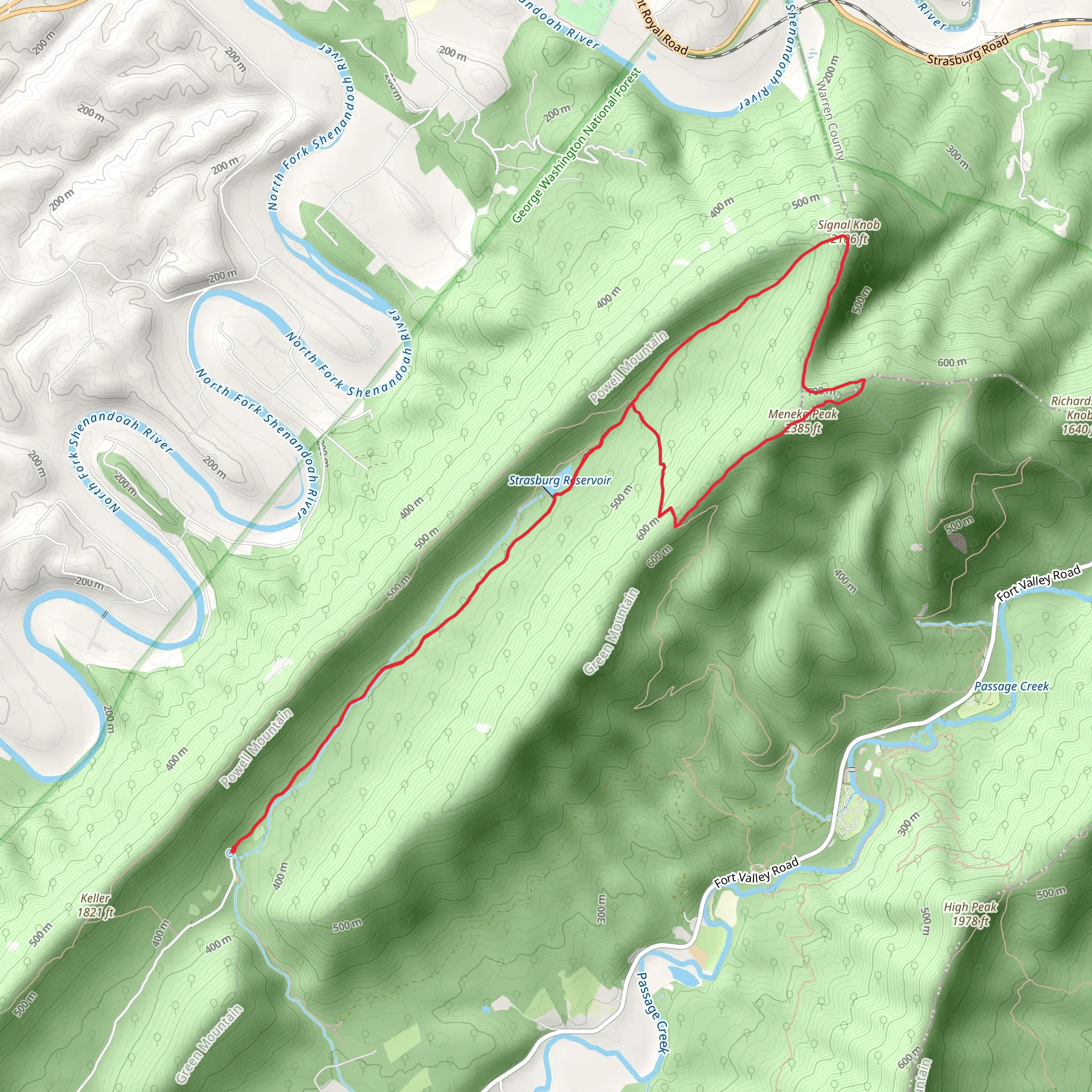 Meneka Peak and Signal Knob via Massanutten Peak Loop Trail mobile static map
