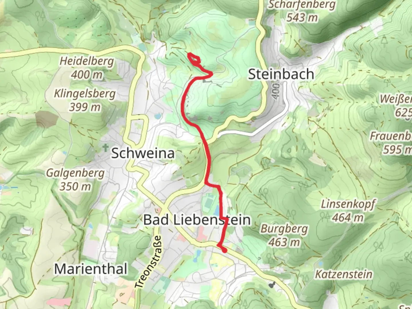 An image depicting the trail Schloss Altenstein Walk and its surrounding area.