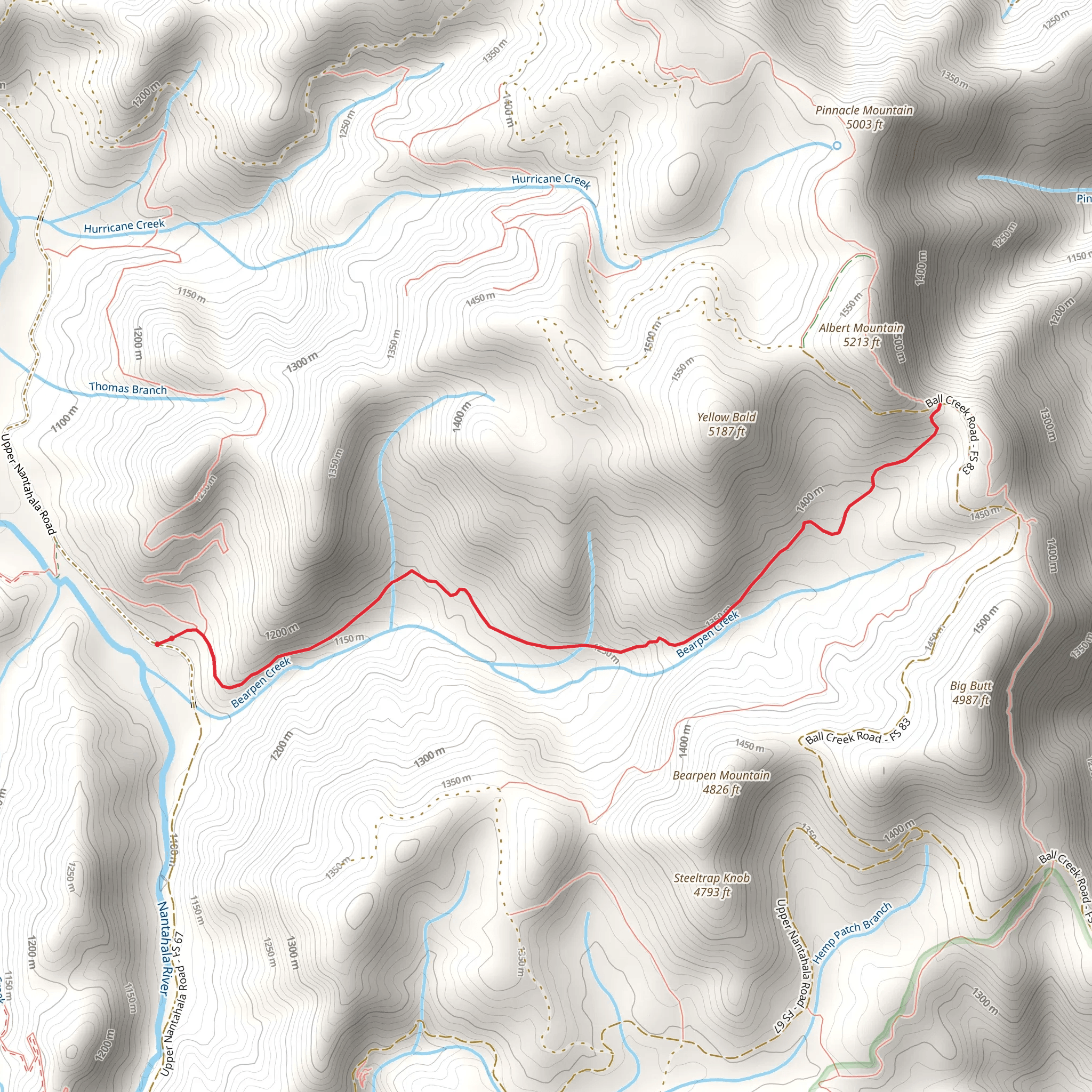 Bear Pen Gap Trail mobile static map