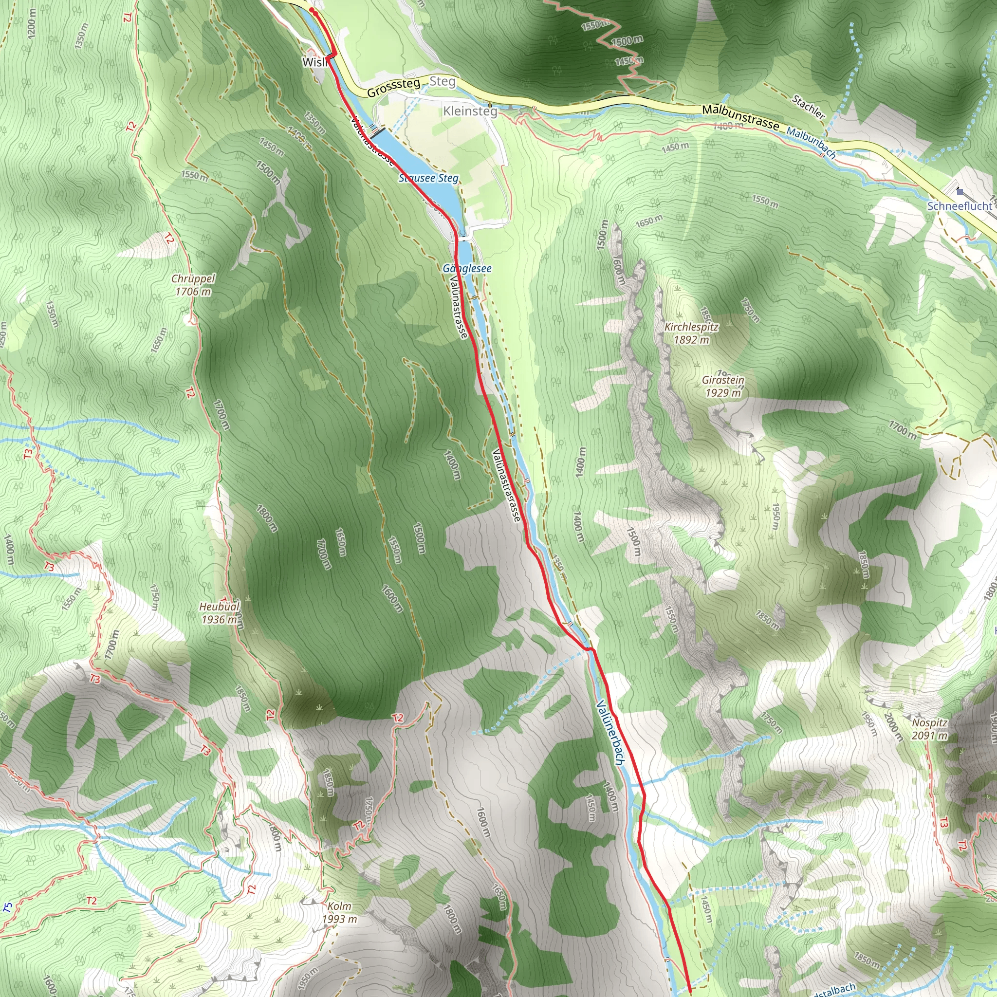 Steg FL - Valünaweg Trail mobile static map