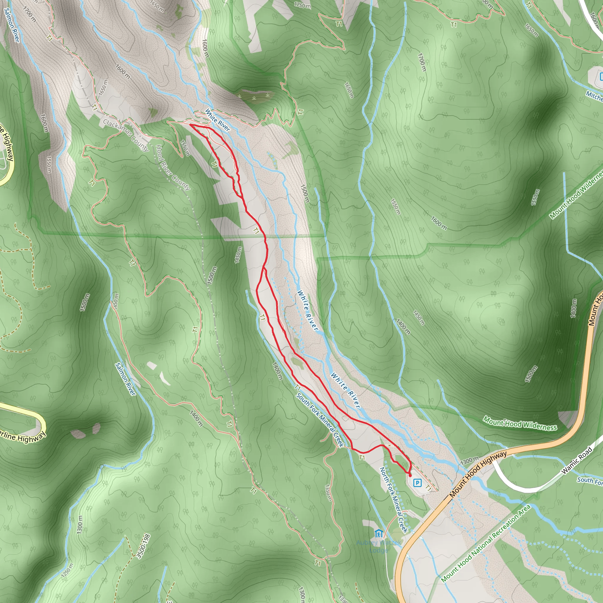 Loop along White River mobile static map