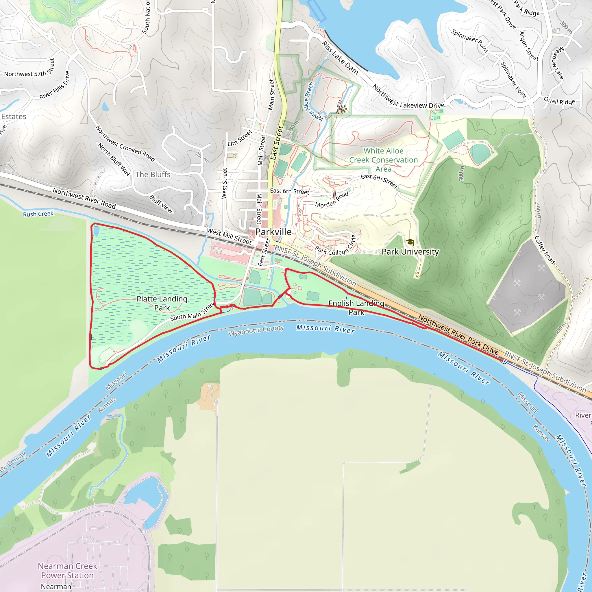 Platte Landing Park and English Landing Park Loop mobile static map