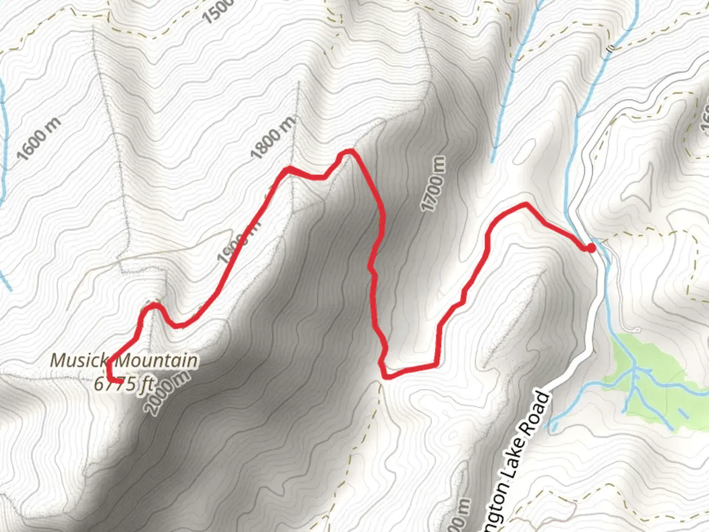An image depicting the trail Musick Mountain from Huntington Lake Road and its surrounding area.