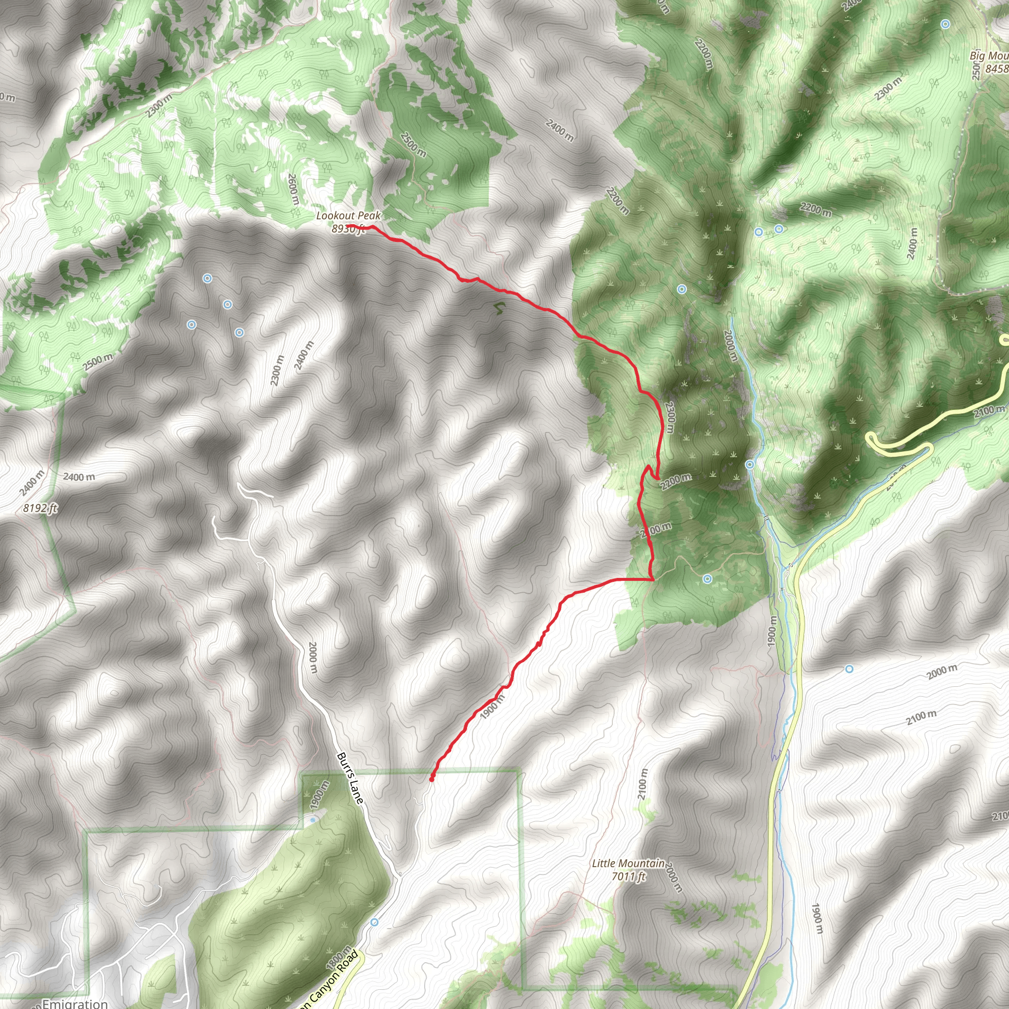 Killyon Canyon Trail and Lookout Peak Trail mobile static map