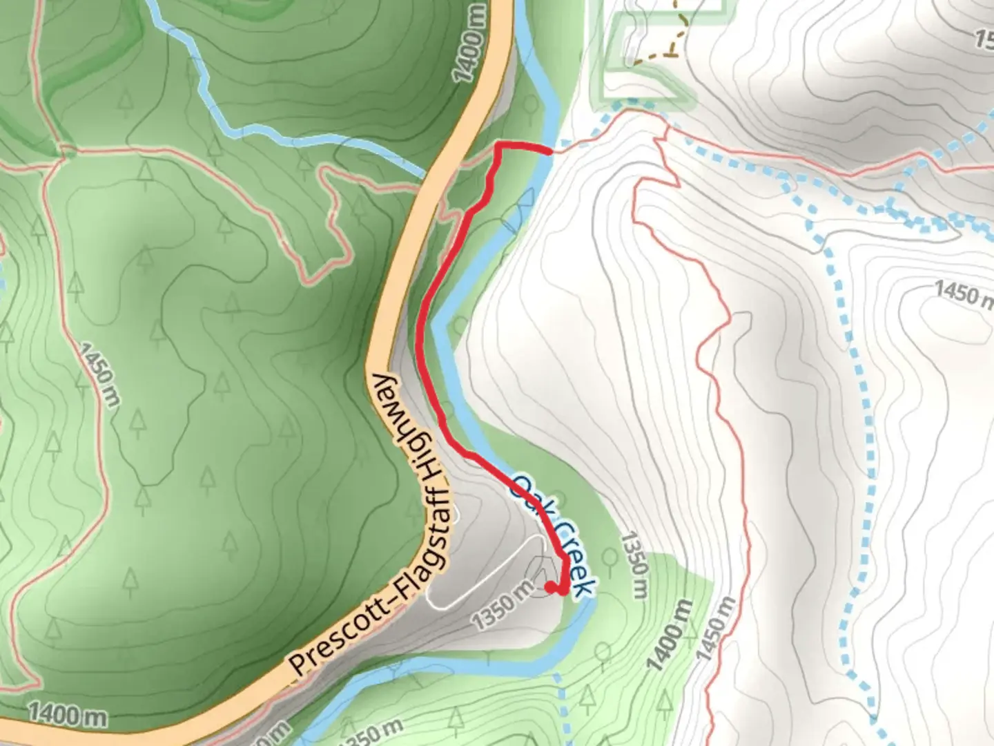 An image depicting the trail Oak Creek - Allens Bend Trail and its surrounding area.