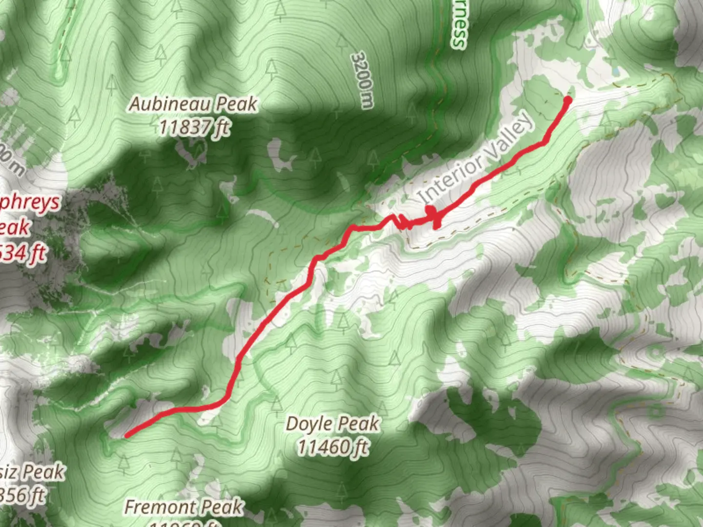 An image depicting the trail Inner Basin Trail - Long and its surrounding area.