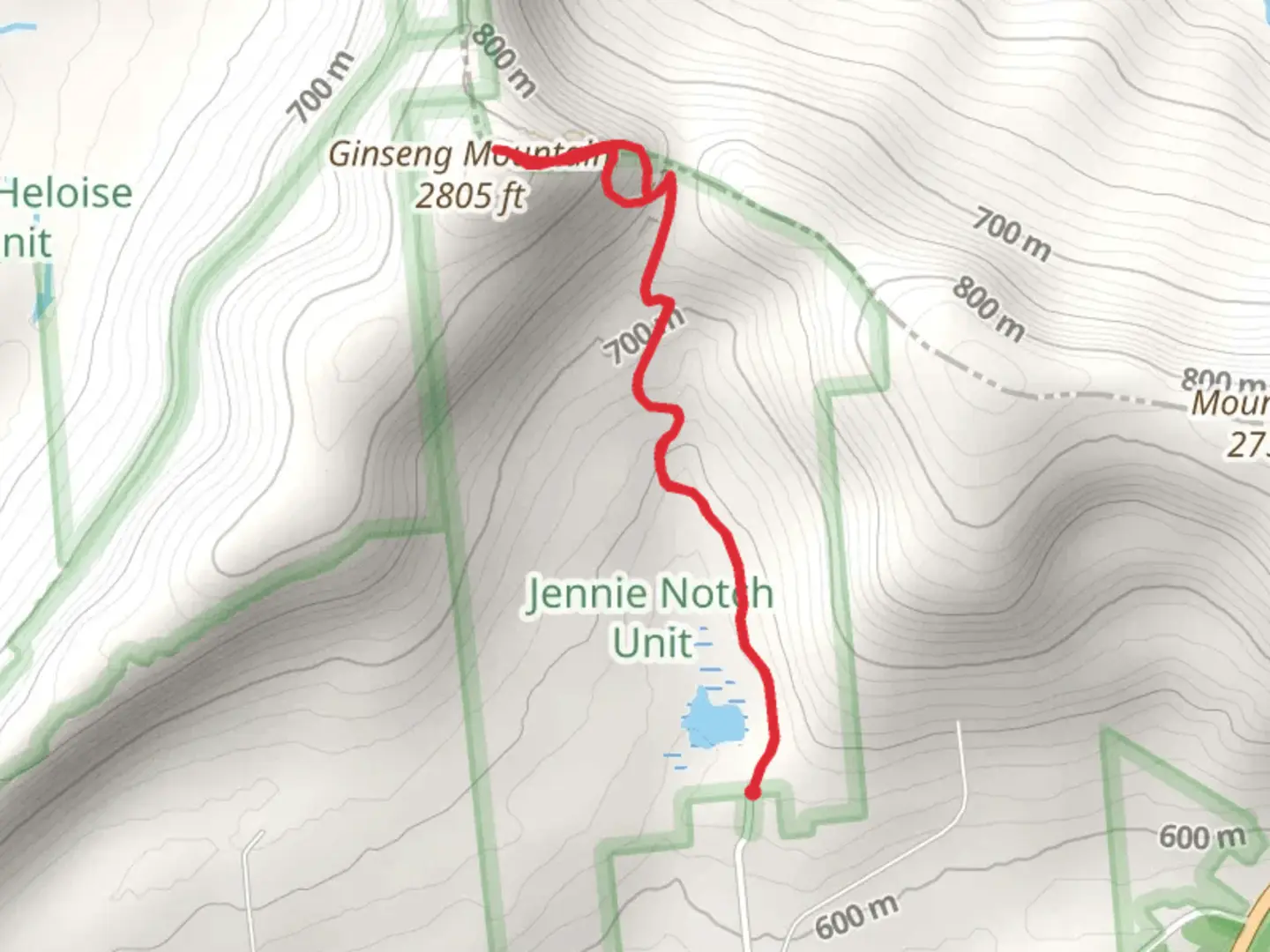 An image depicting the trail Ginseng Mountain and its surrounding area.