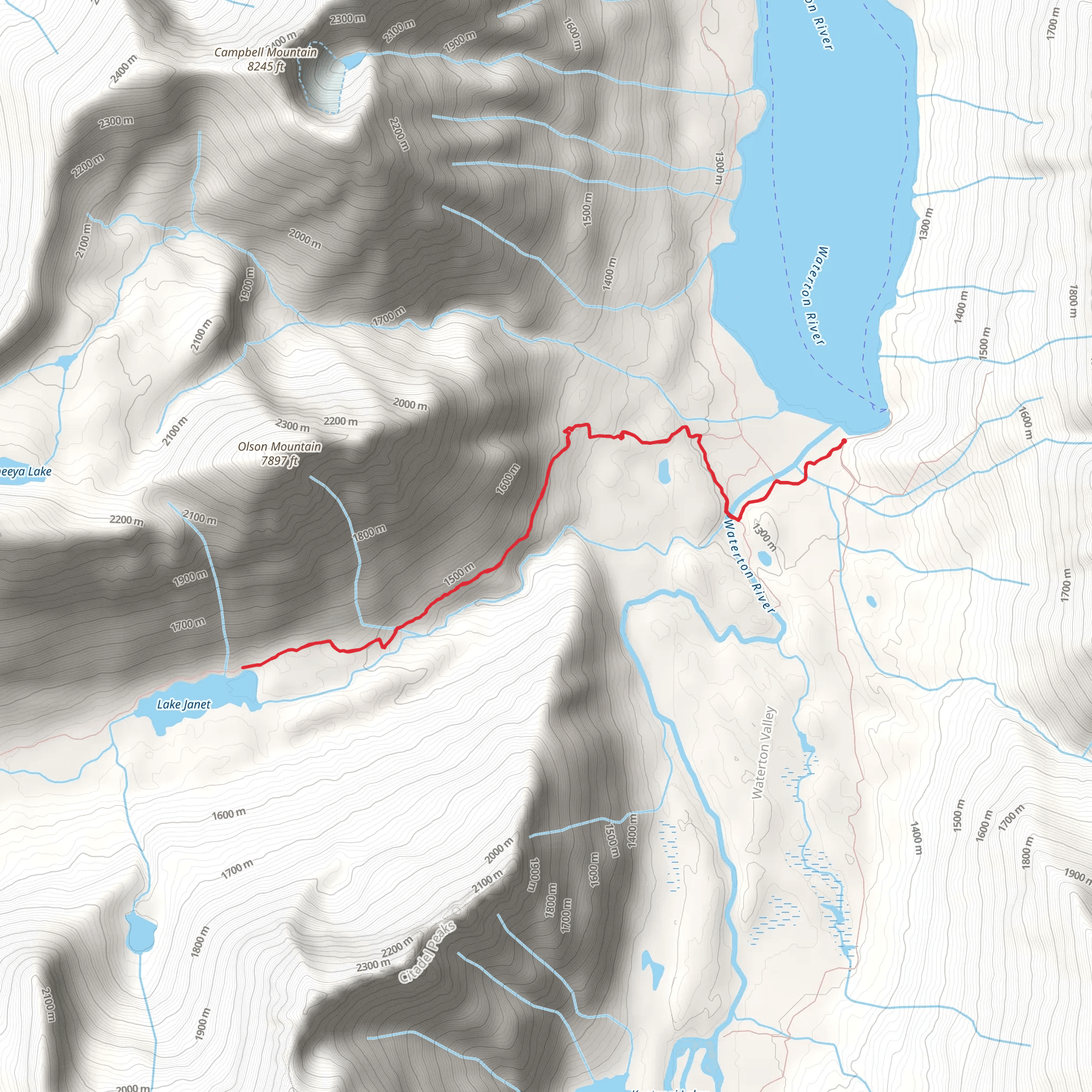 Lake Janet via Boulder Pass mobile static map