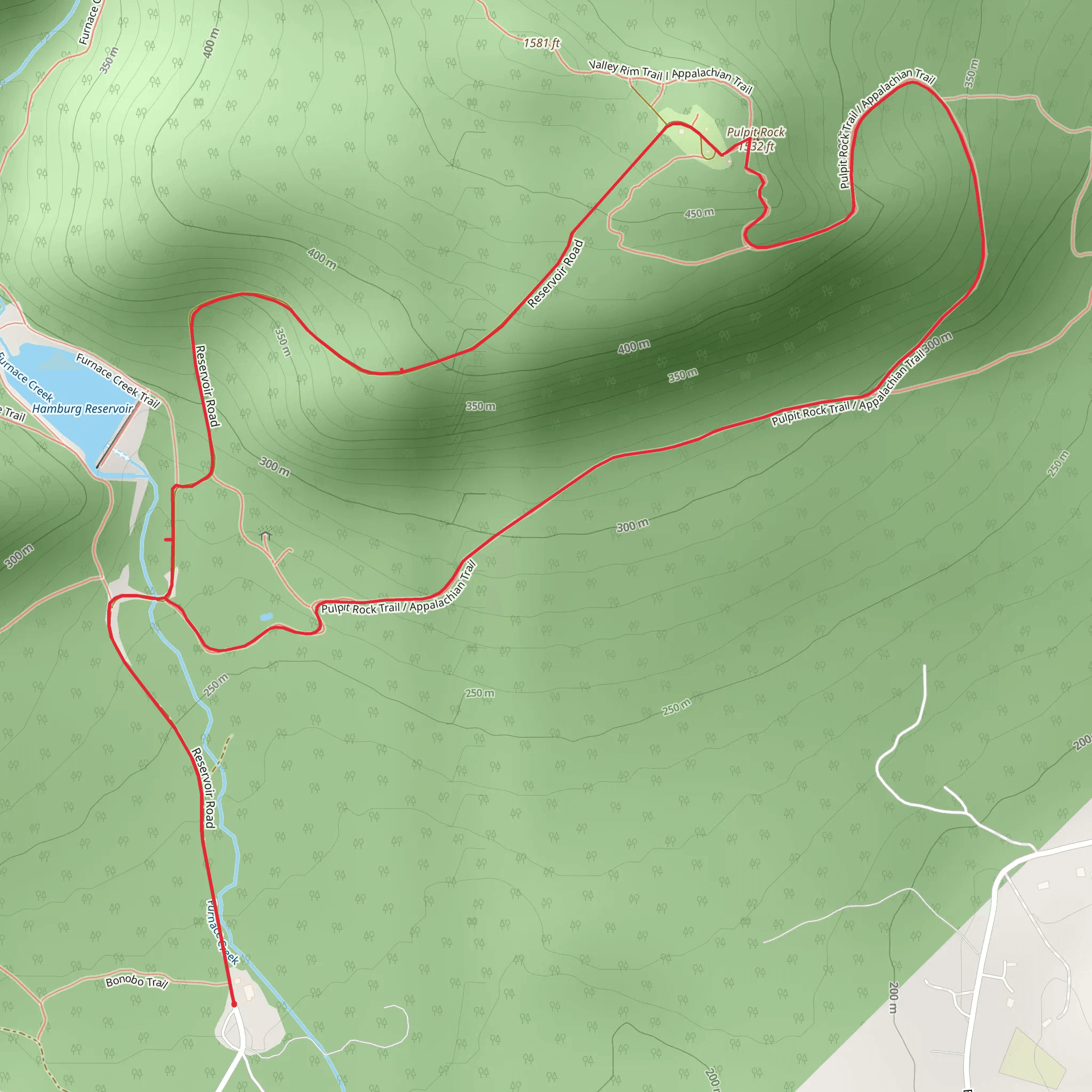 Hamburg Reservoir and Pulpit Rock Loop mobile static map