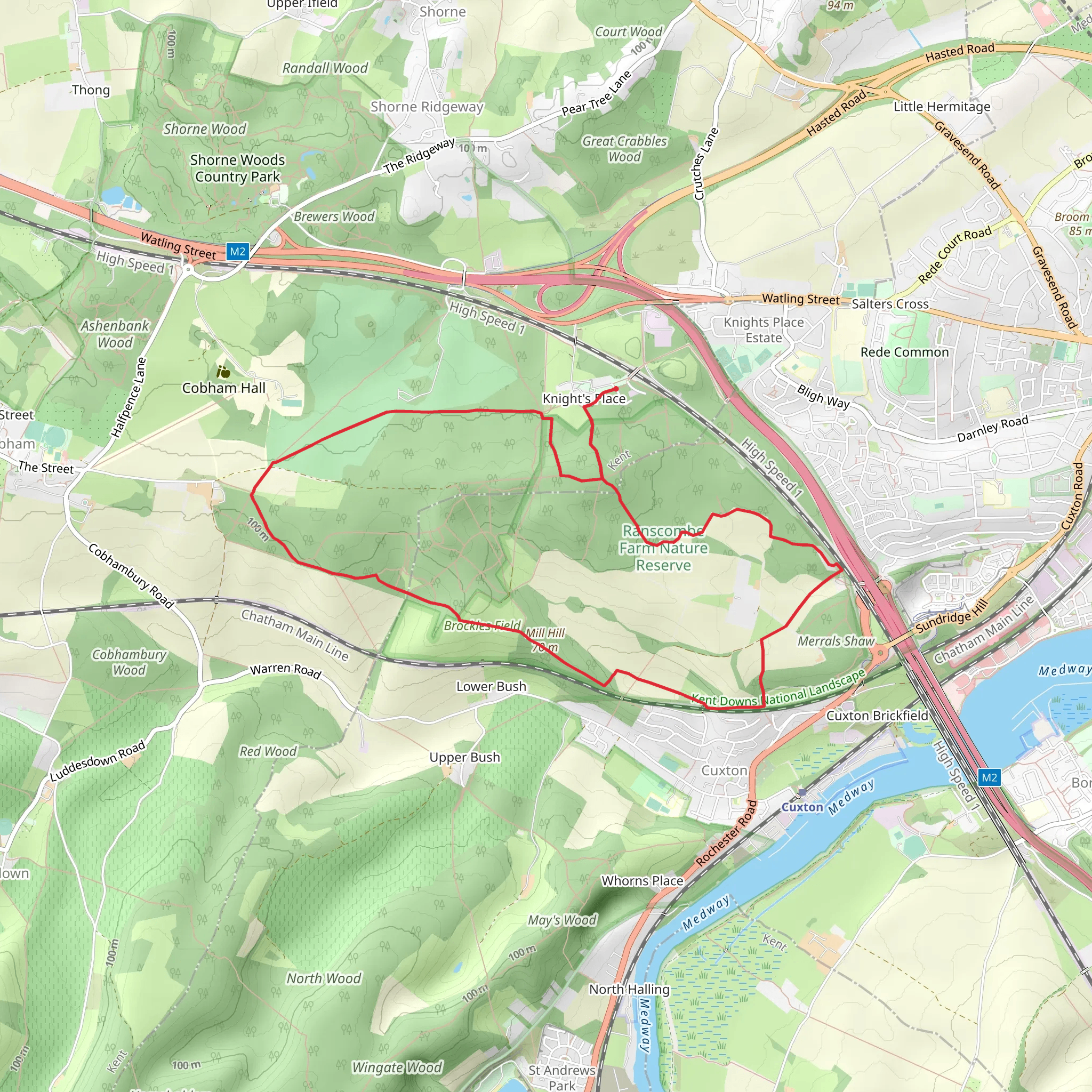 Great Wood and Ranscombe Farm Loop mobile static map