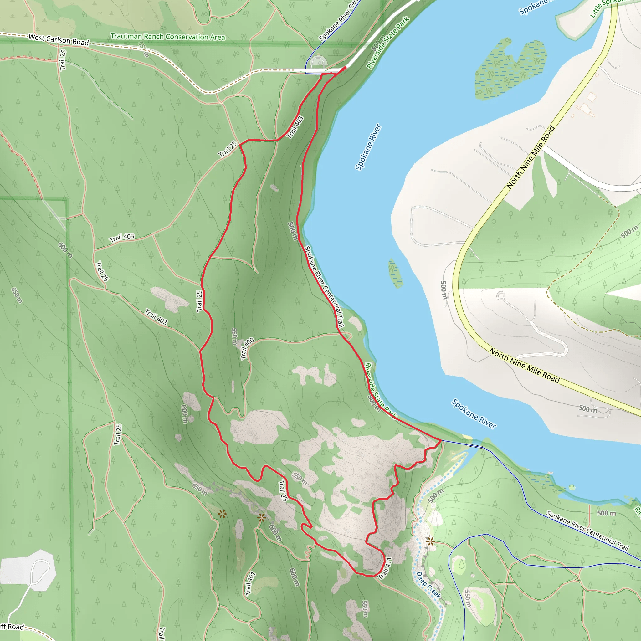 Trail 403 and Spokane River Centennial Trail mobile static map