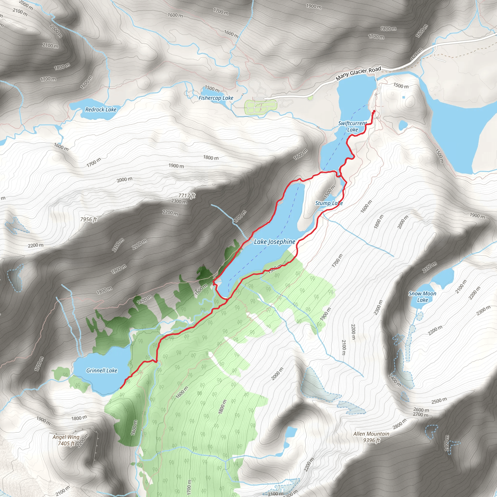 Grinnell Lake Trail mobile static map