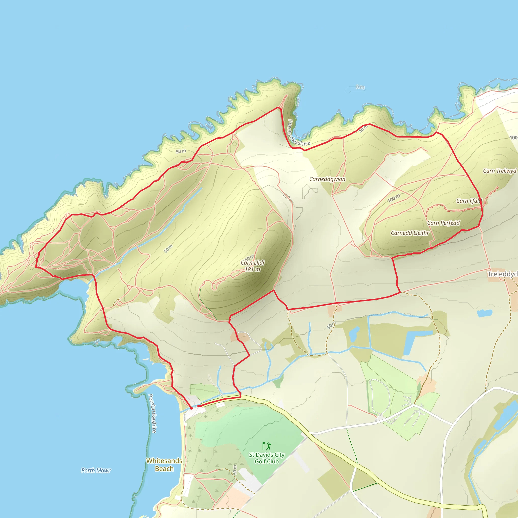 St Davids Head - Long Walk mobile static map