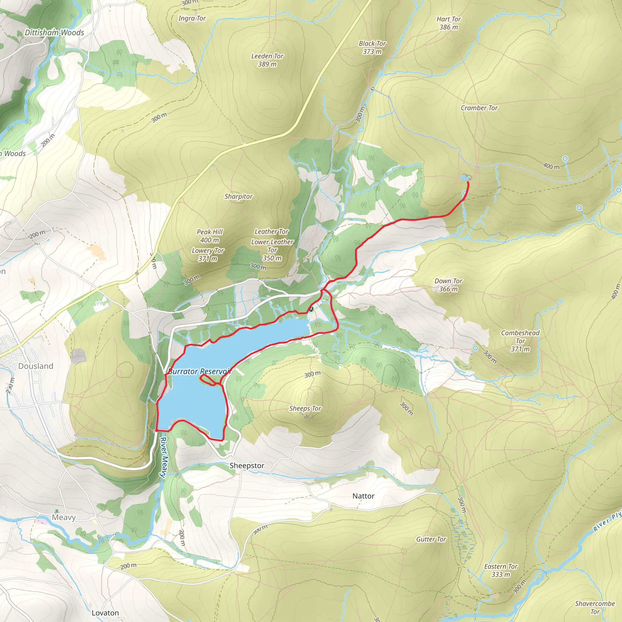 Burrator Reservoir and Crazywell Pool Loop mobile static map