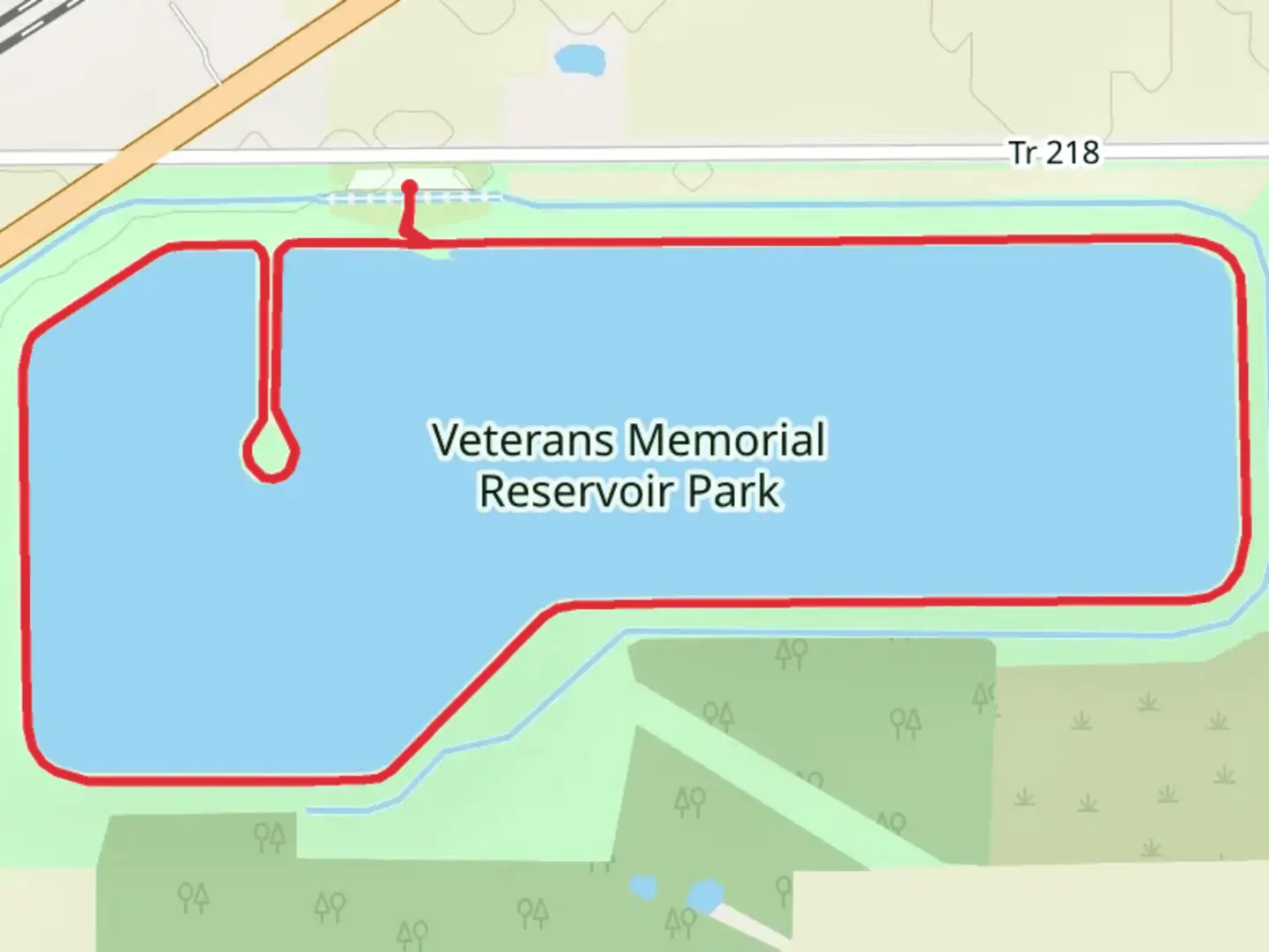 An image depicting the trail Veterans Memorial Reservoir Fostoria Reservoir 6 Loop and its surrounding area.