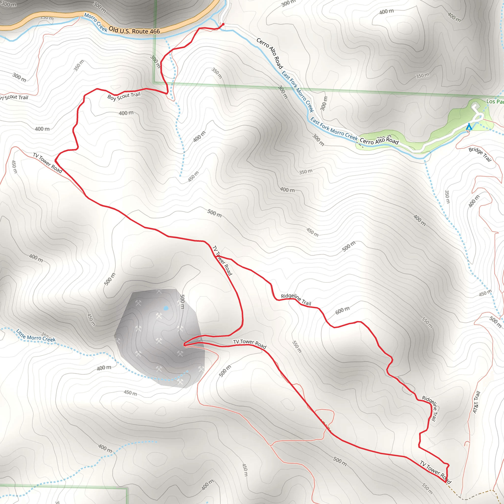 Boy Scout Trail and Tv Tower Road Loop mobile static map