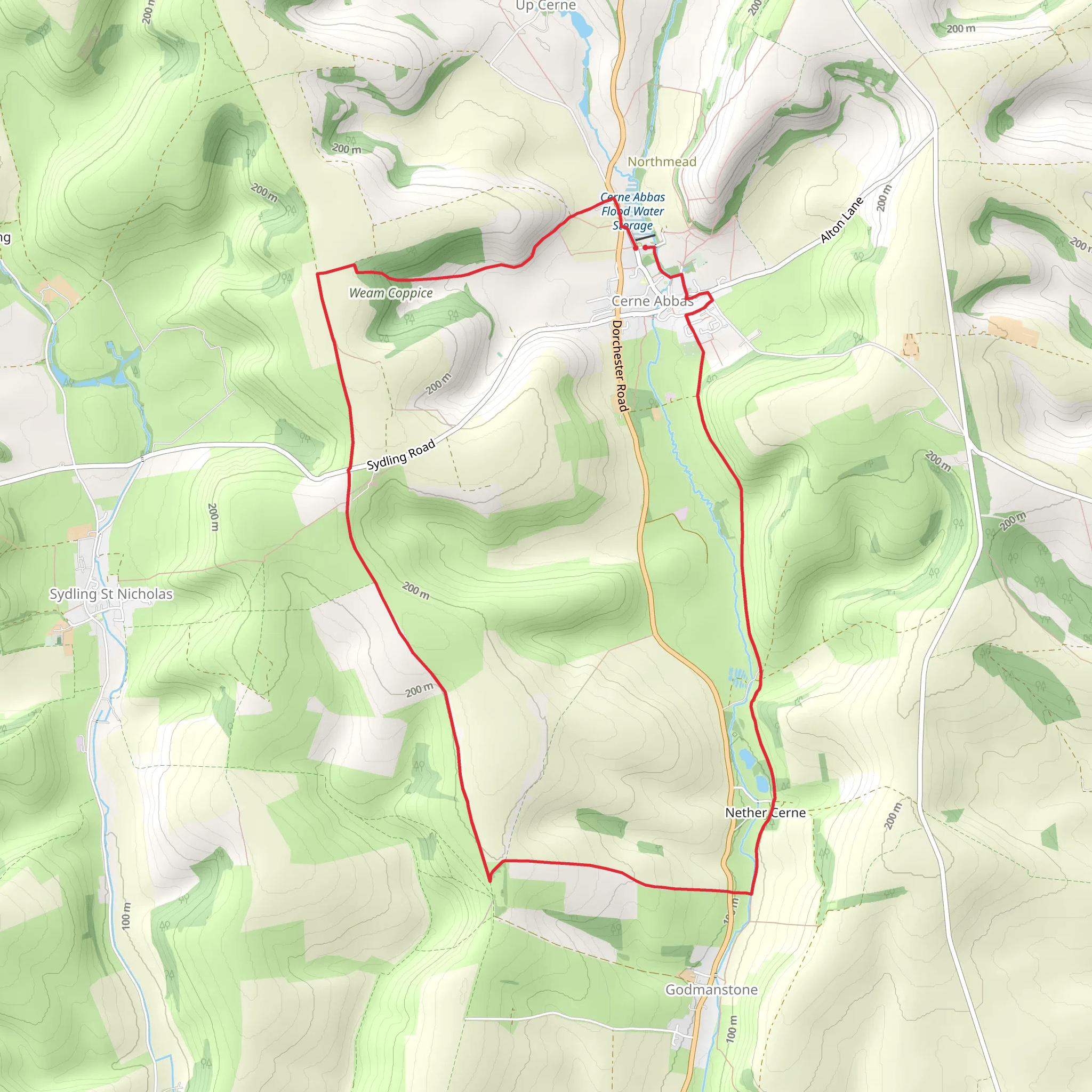 Weam Coppice via Wessex Ridgeway mobile static map