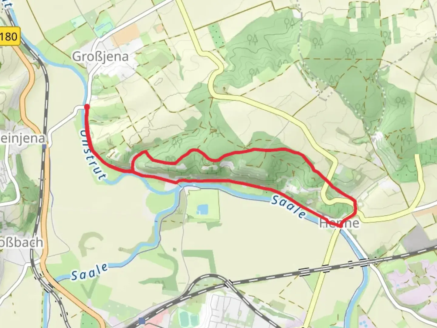 An image depicting the trail Blütengrund Rundwanderweg and its surrounding area.
