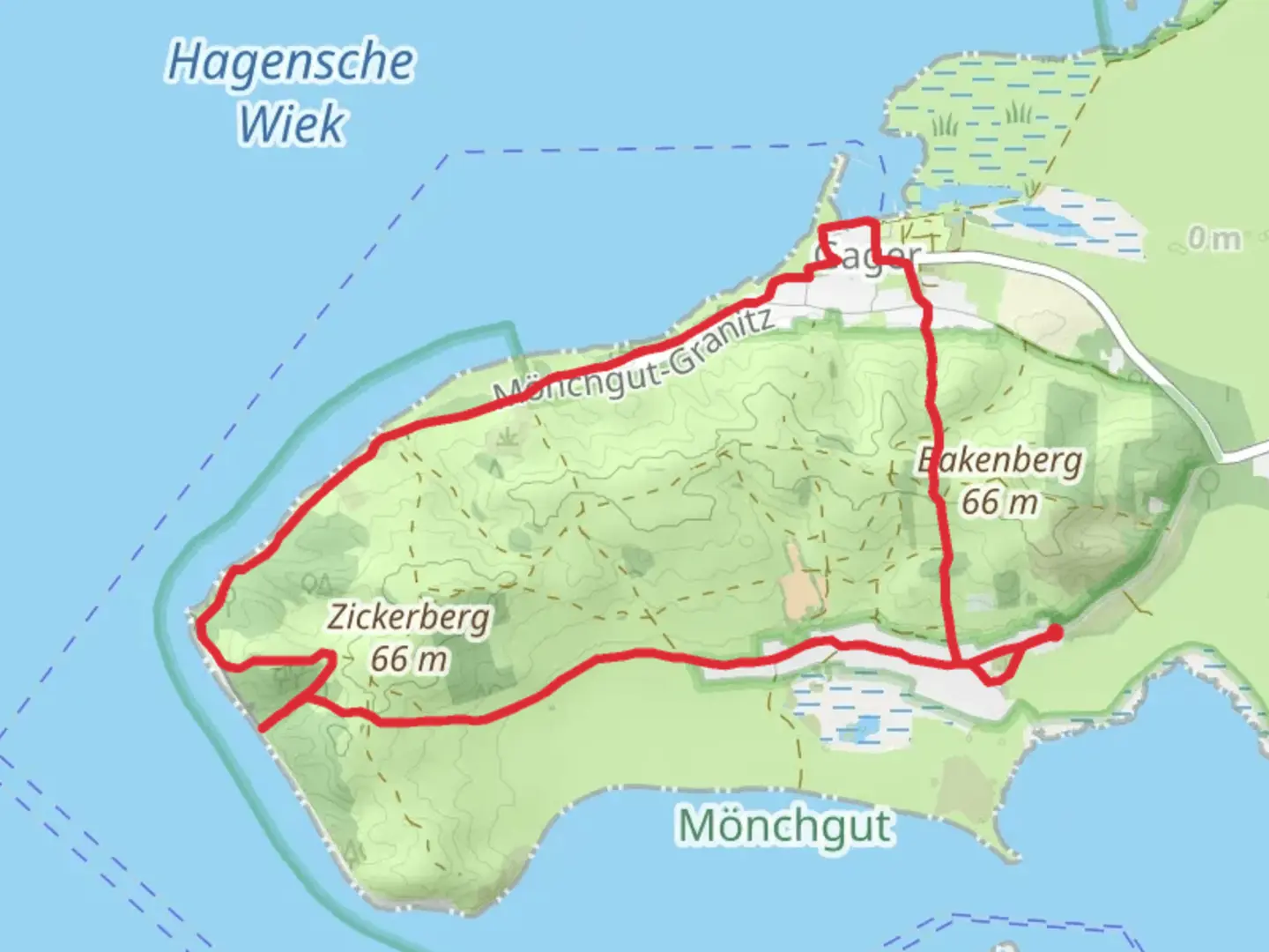 An image depicting the trail Marina Gager via Zum Höft and its surrounding area.