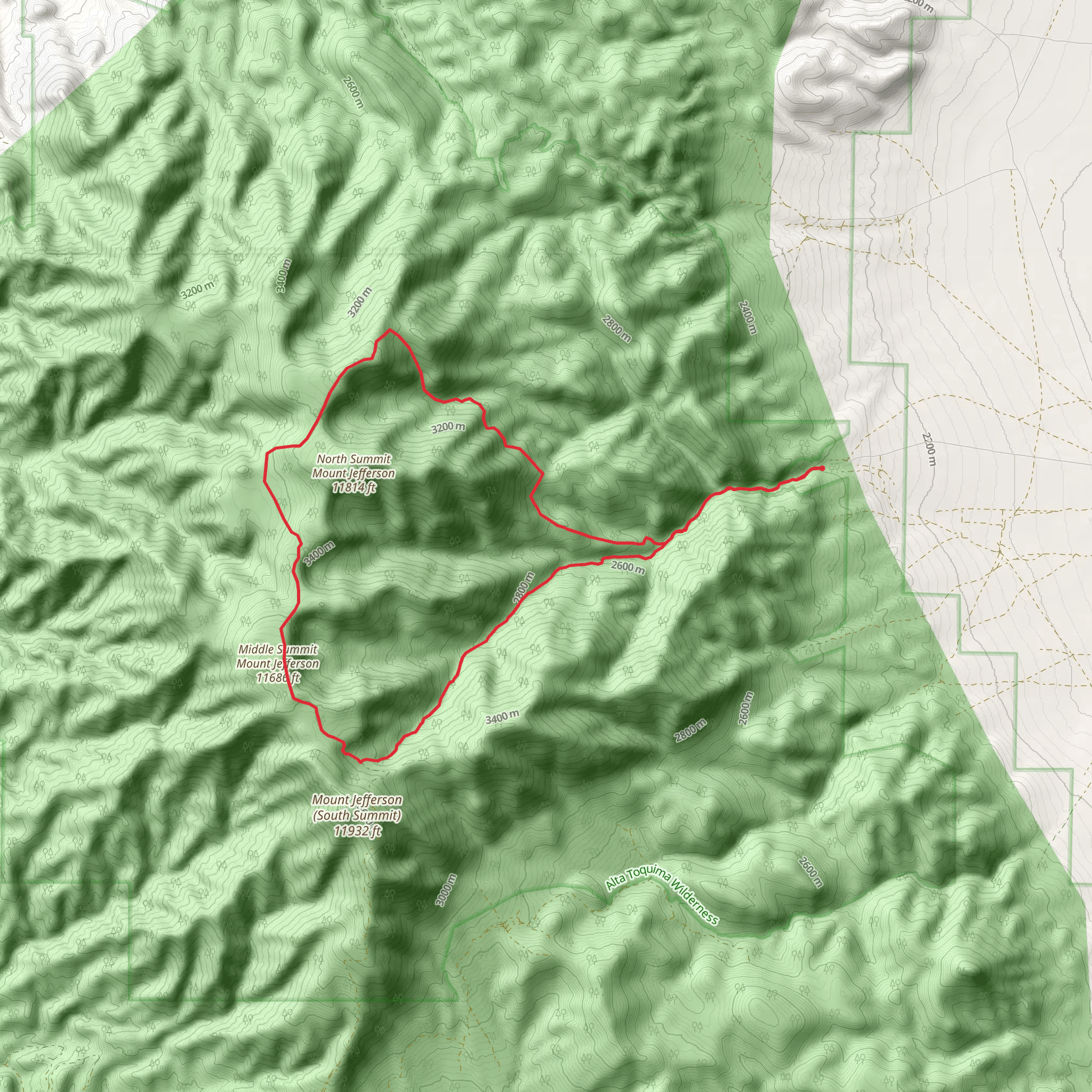 Middle Summit Mount Jefferson Loop mobile static map