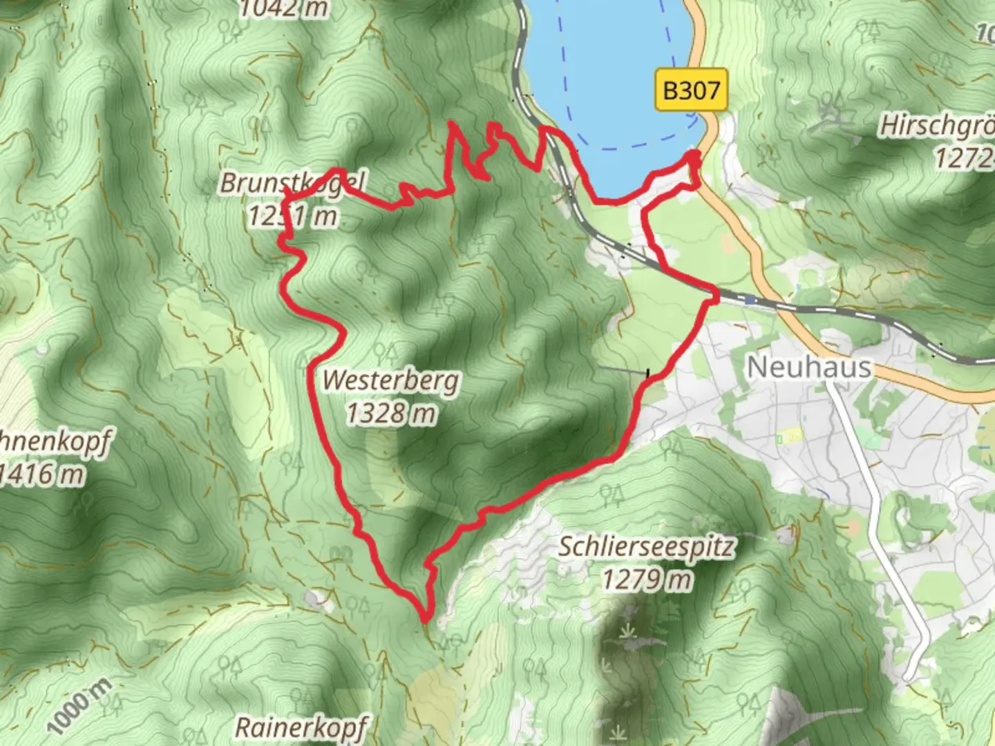 An image depicting the trail E-on bayern Trail - Schliersee Kurweg and its surrounding area.