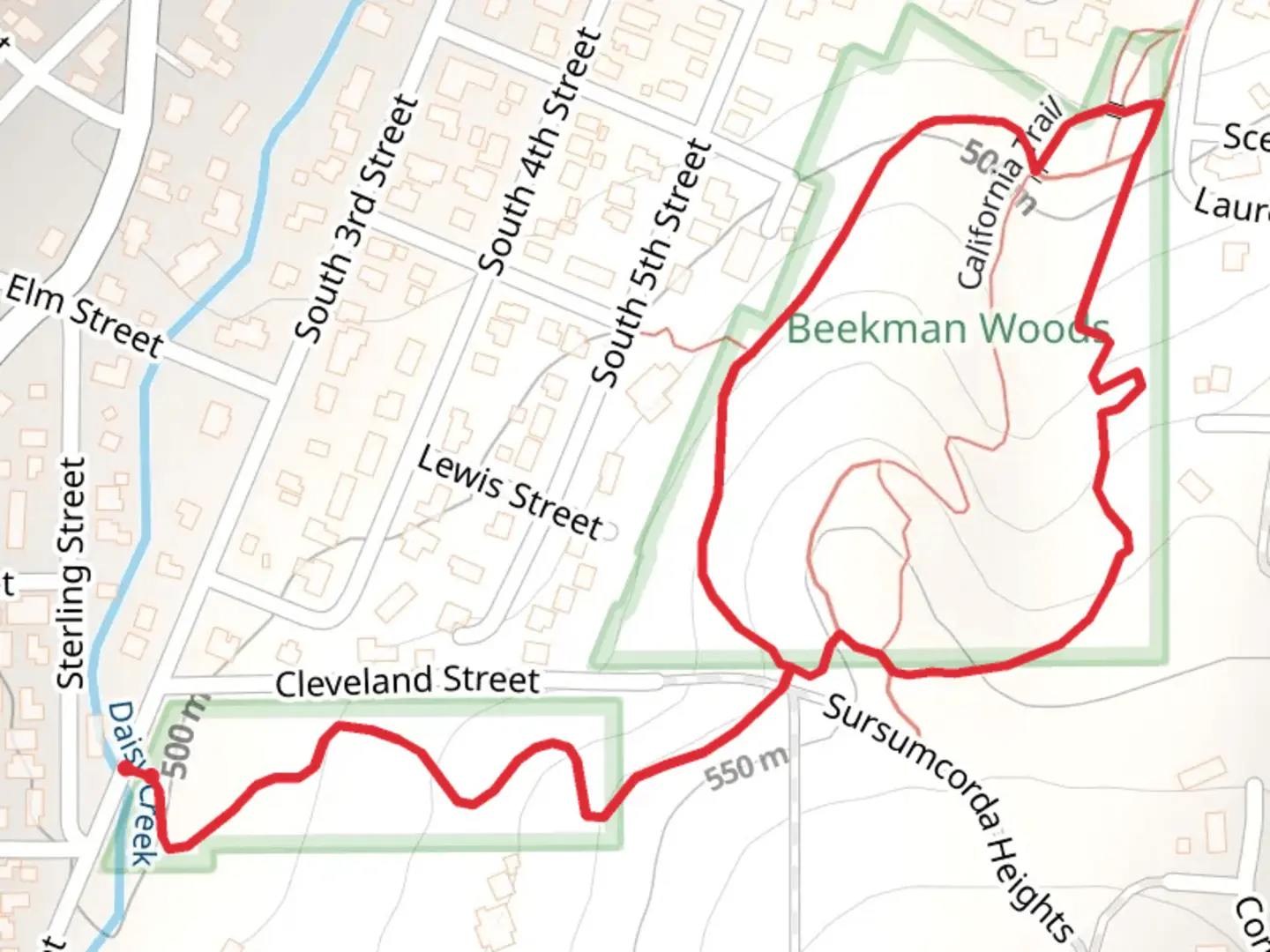An image depicting the trail Grove Woods and Beekman Loop Trail and its surrounding area.