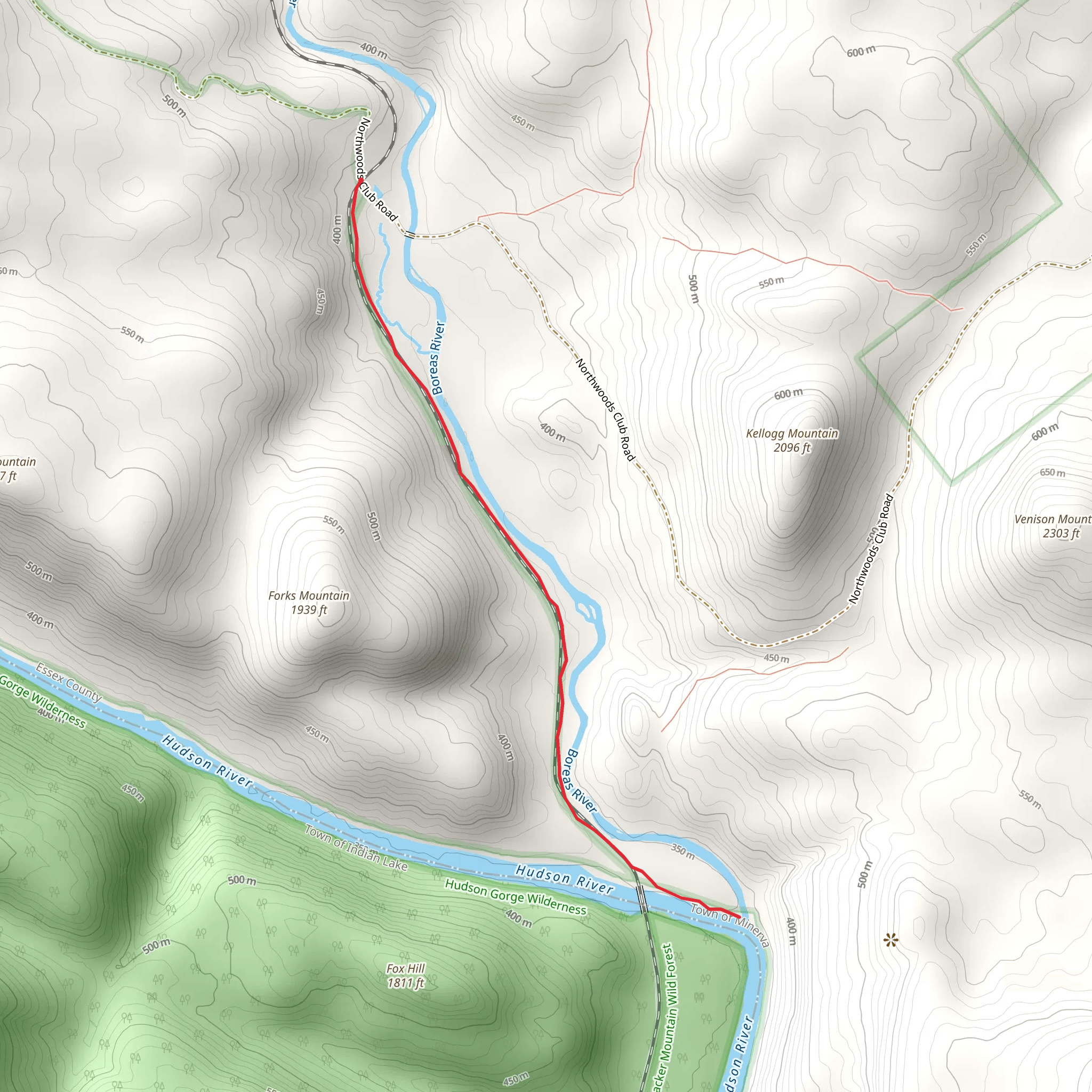 Hudson River and Boreas River mobile static map