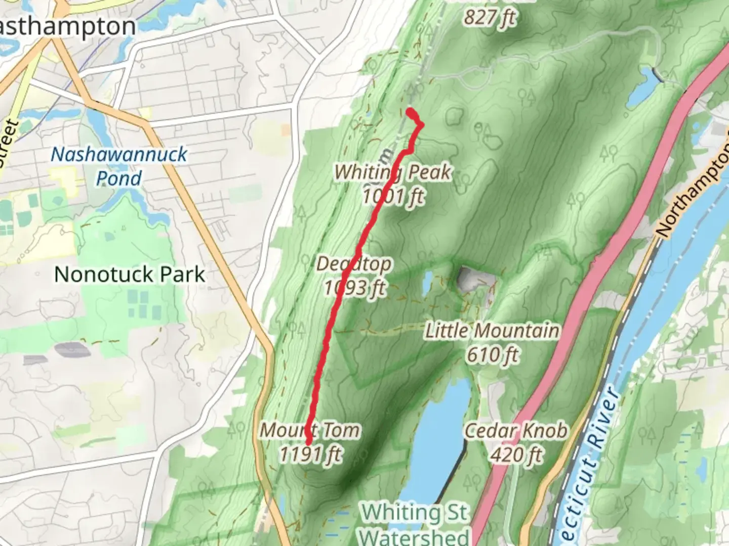 An image depicting the trail Mount Tom and Deadtop Trail and its surrounding area.