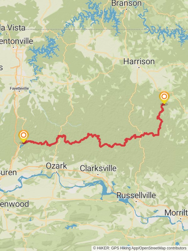 Ozark Highlands Trail mobile static map