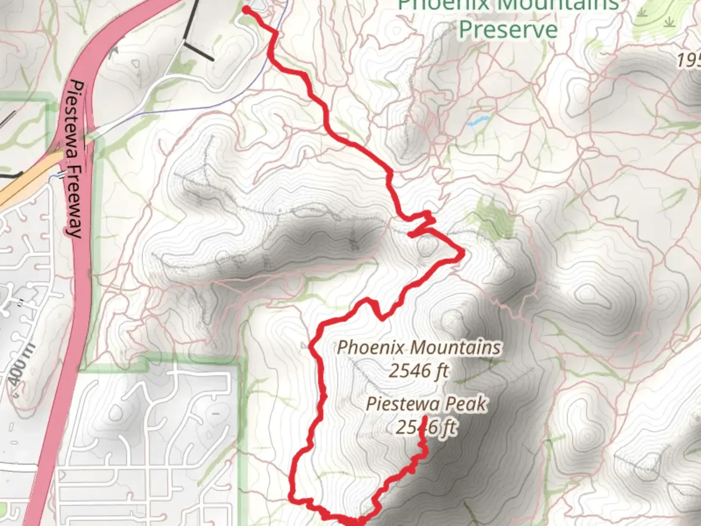 An image depicting the trail Piestewa Peak via Charles M Christiansen Trail and its surrounding area.