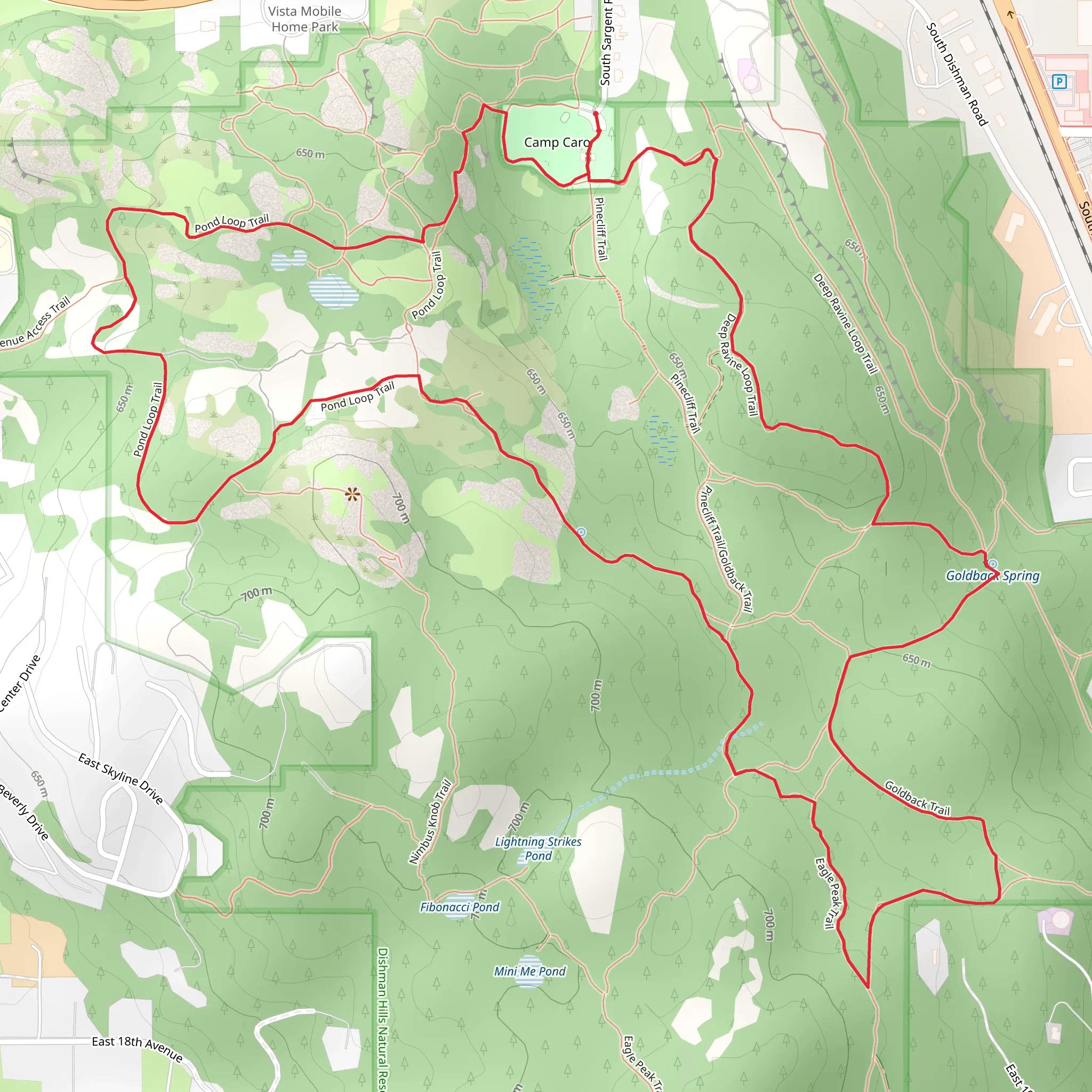Pinecliff, Goldback and Deep Ravine Loop Trail mobile static map