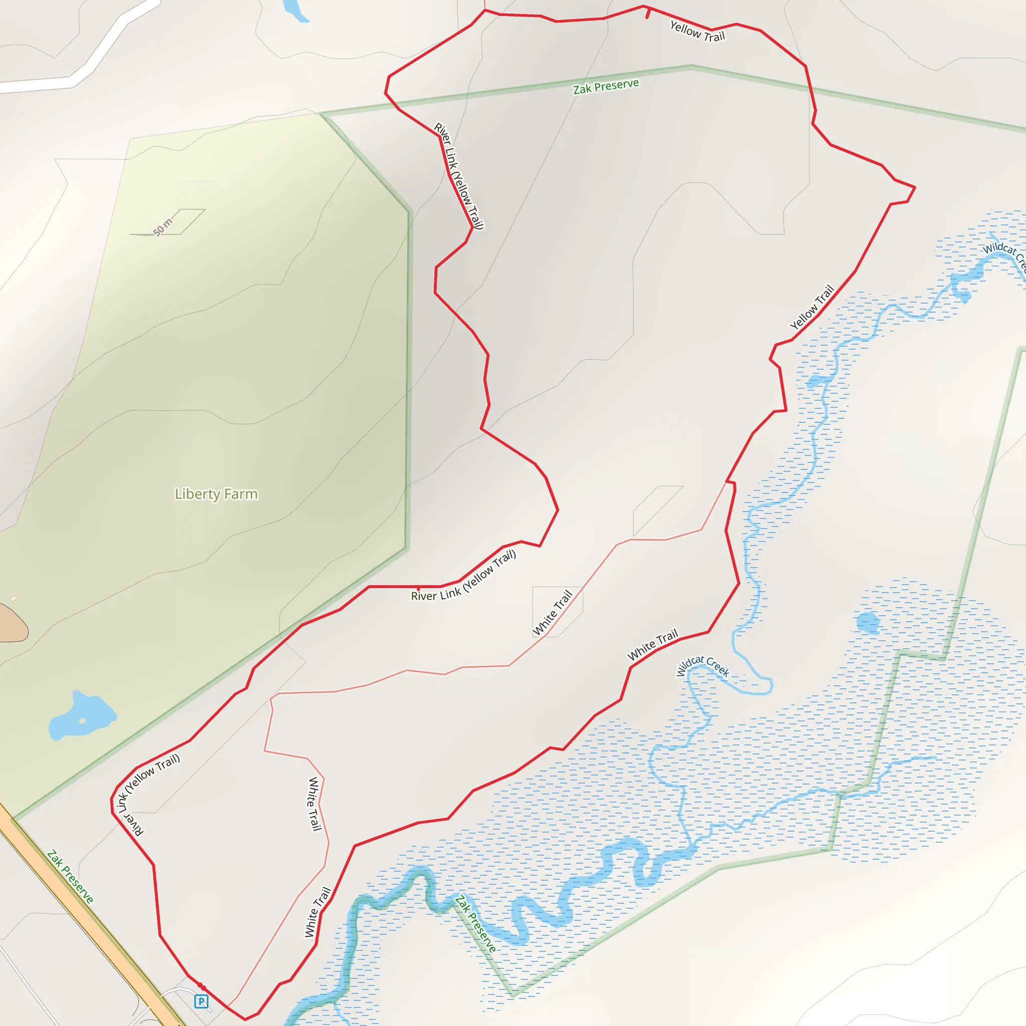 White Trail and Yellow Trail Loop via Wiscasset Road mobile static map