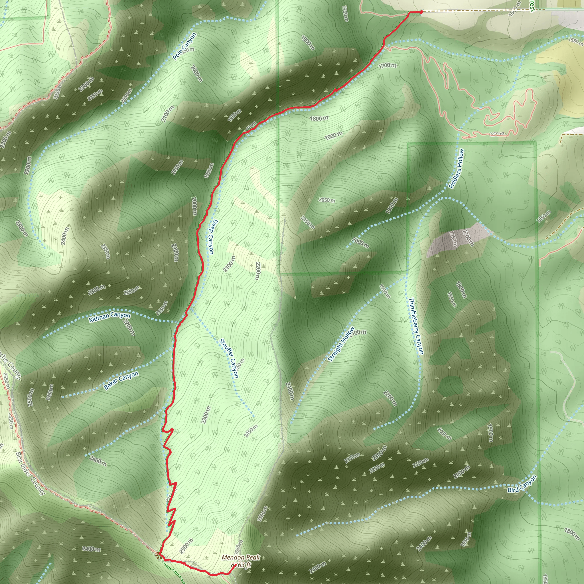 Mendon Peak via Deep Canyon Trail mobile static map