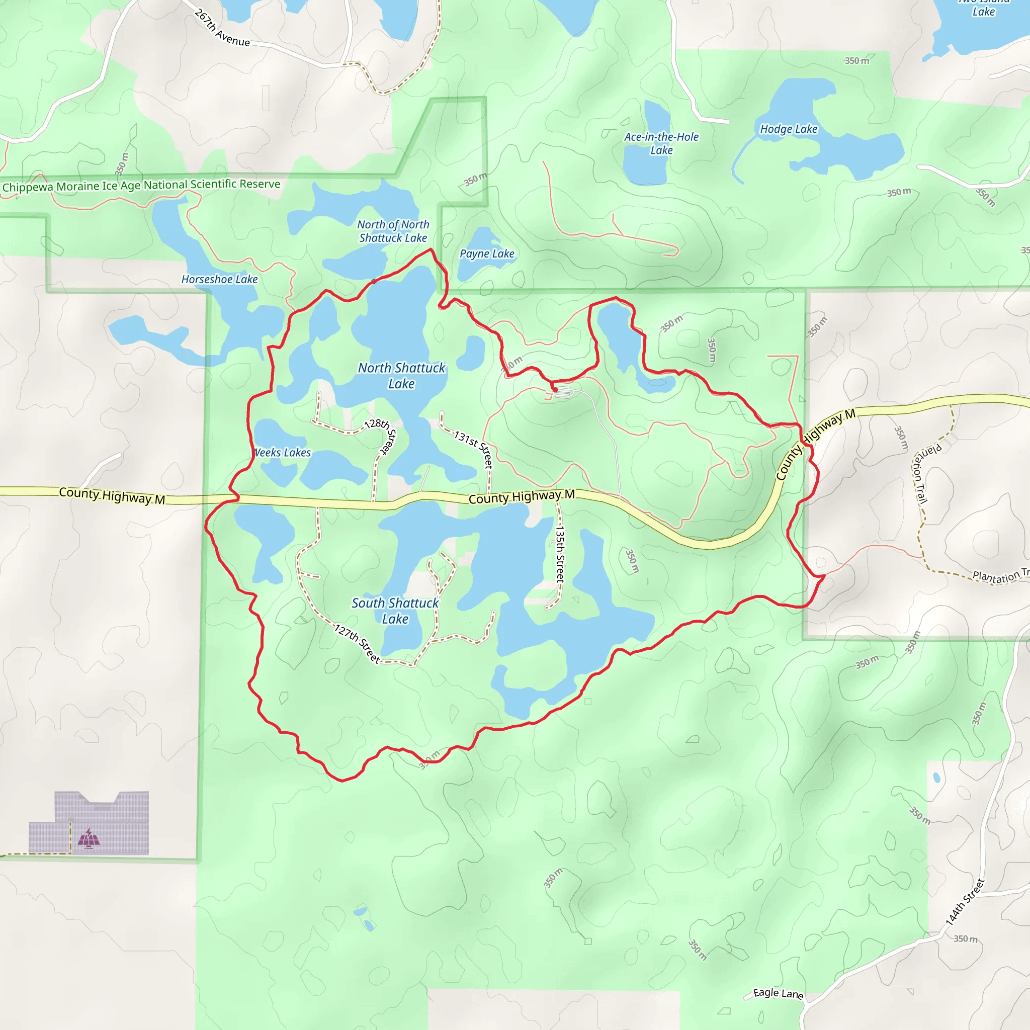 North and South Shattuck Lake and Weeks Lake Loop mobile static map