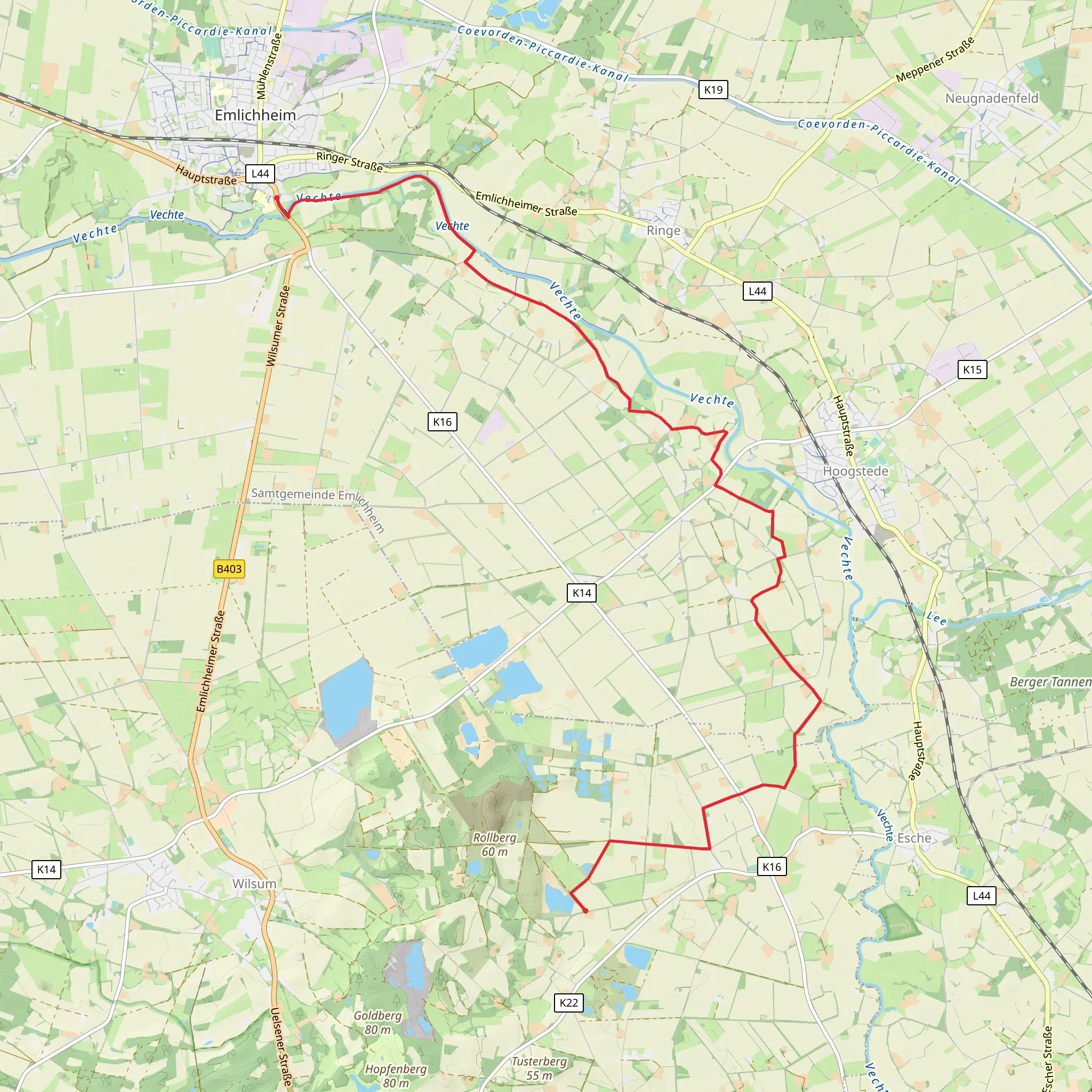 Emilchheim to Hardinghausen Walk mobile static map